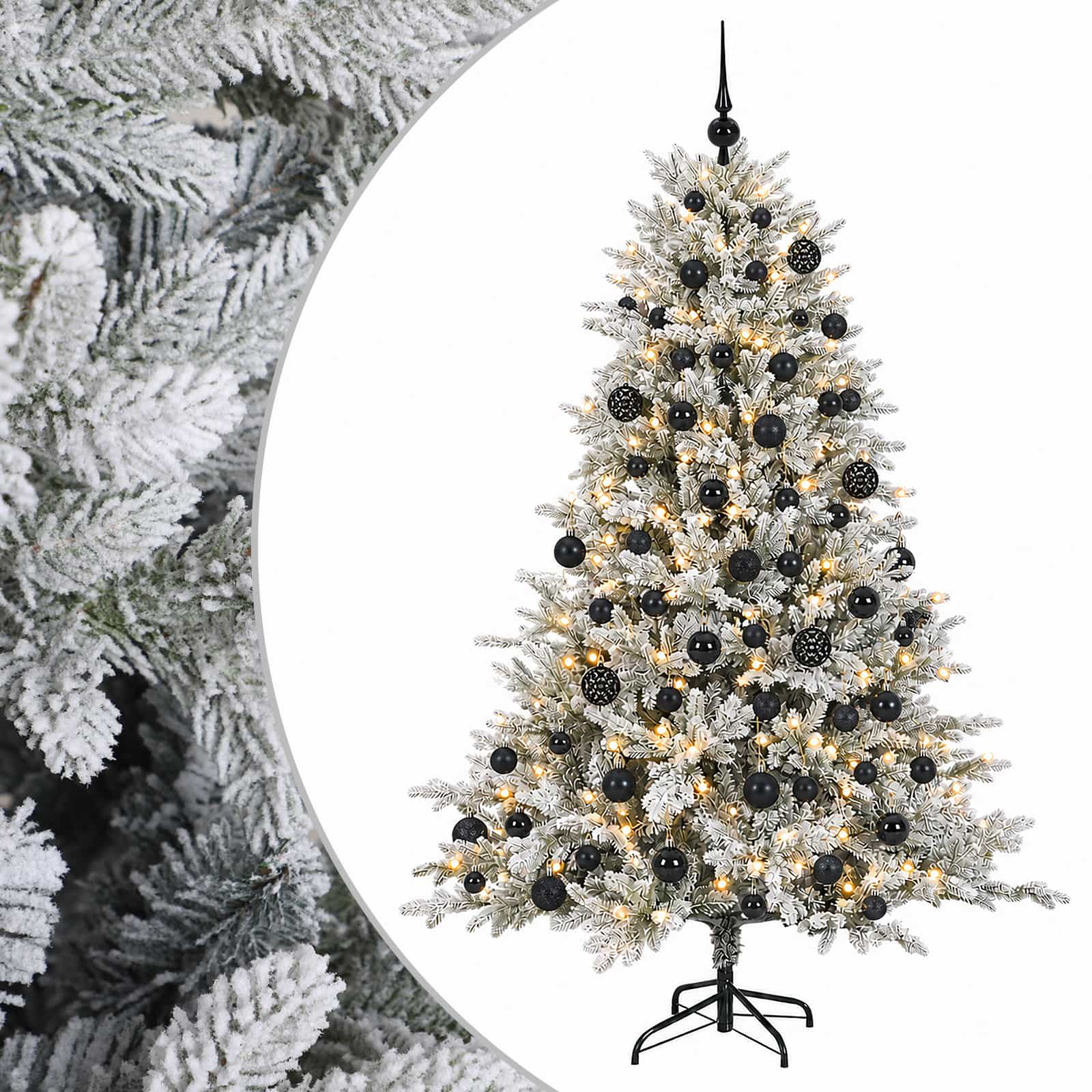 vidaXL Umelý vianočný stromček s guľami 180 cm 300 LED Teplá biela