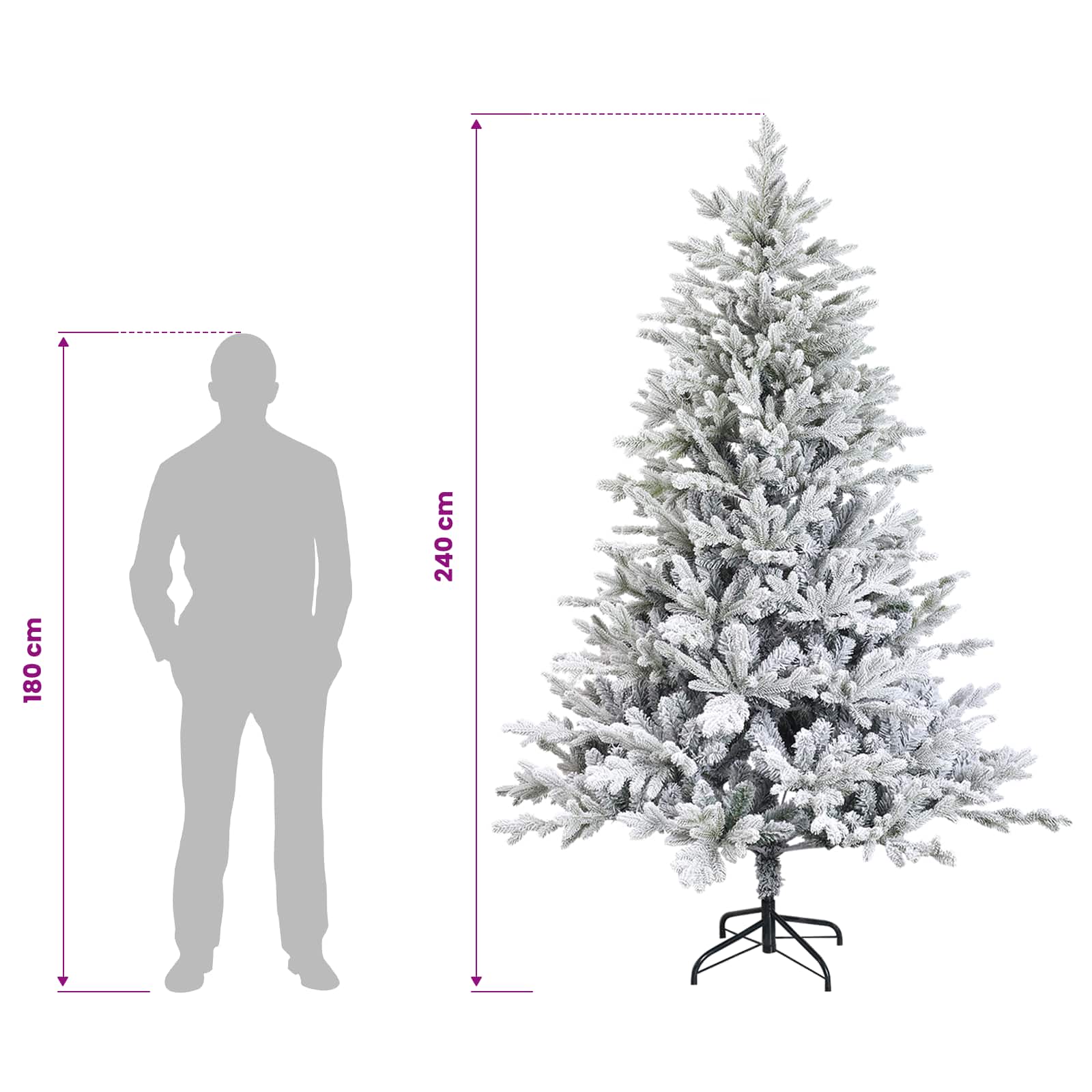 Umetna božična jelka z bučko 240 cm 300 LED Toplo bela