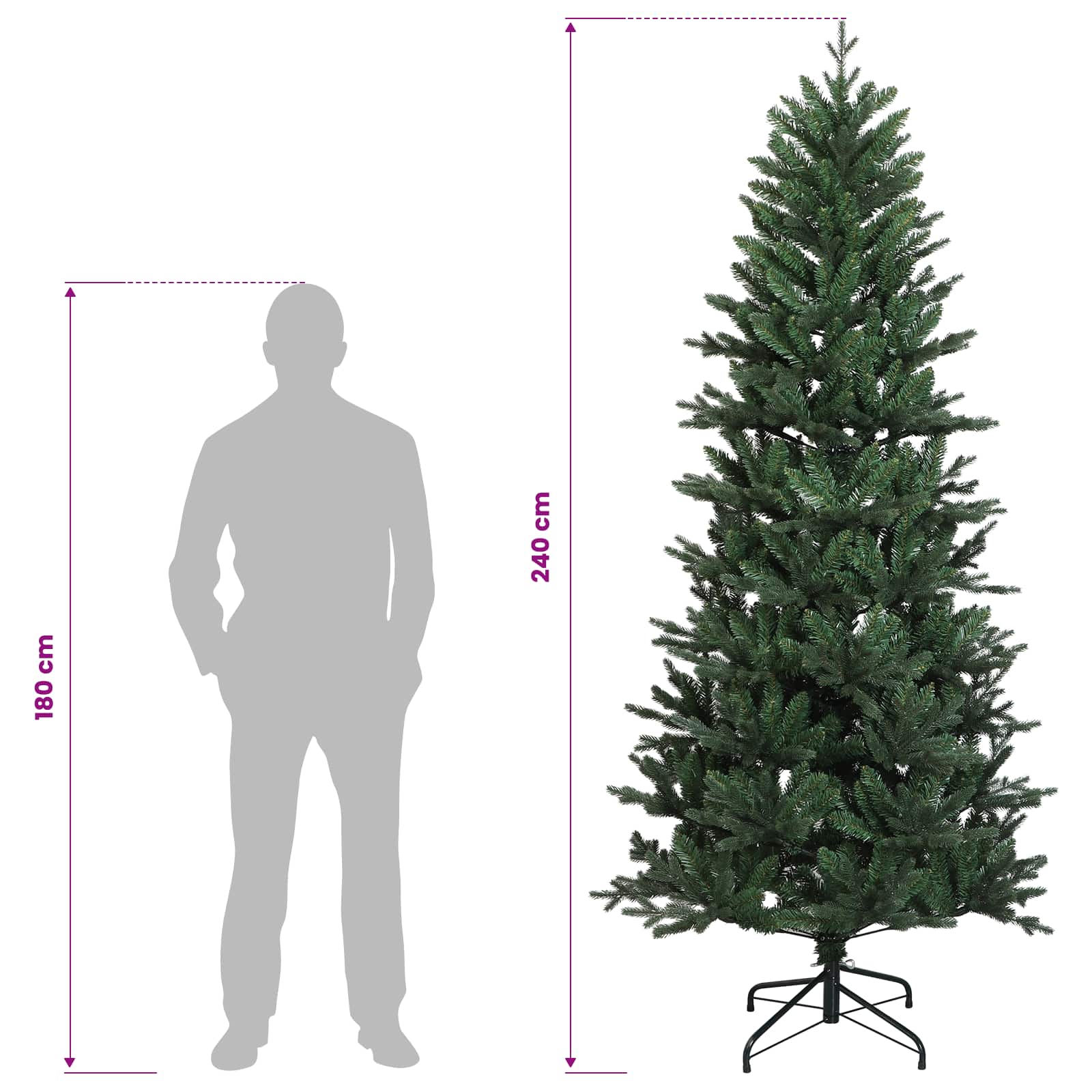 Umetna božična jelka z bučko 240 cm 300 LED Toplo bela