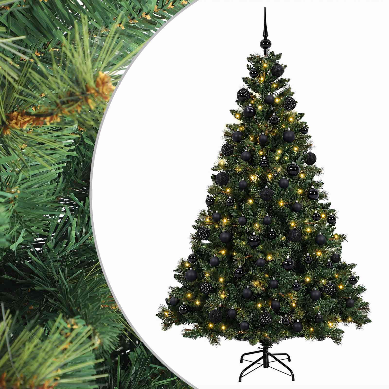 vidaXL Umelý vianočný stromček s guľami 240 cm 300 LED Teplá biela