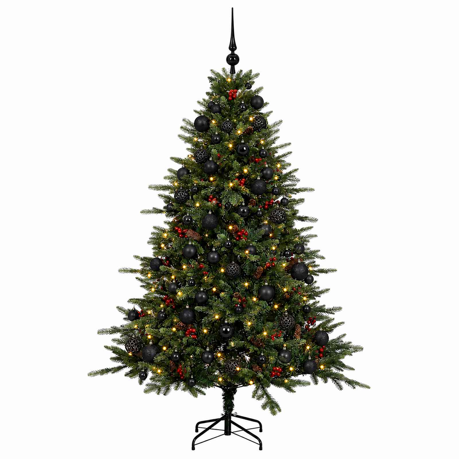 Umetna božična jelka z bučko 210 cm 300 LED Toplo bela