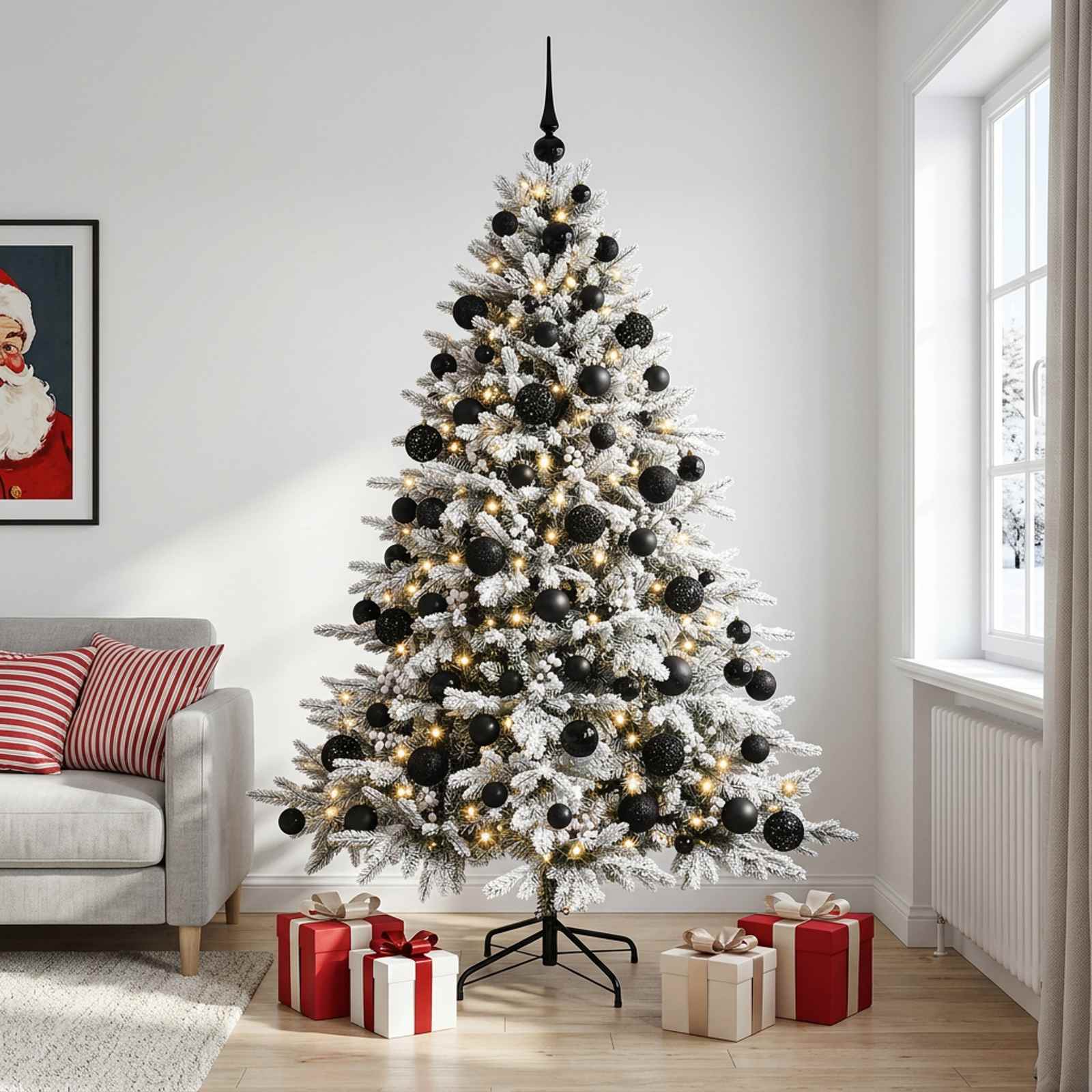 Umetna božična jelka z bučko 210 cm 300 LED Toplo bela