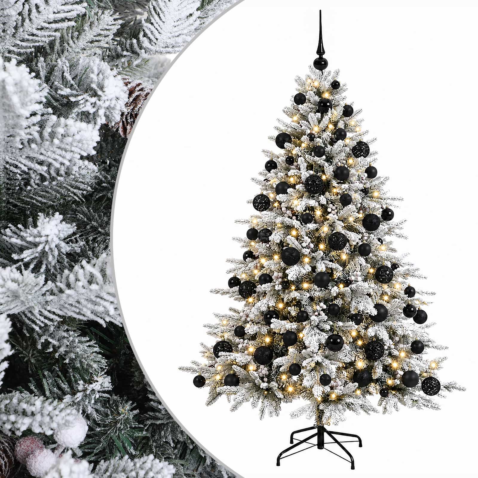 vidaXL Umelý vianočný stromček s vianočnými guľami 180 cm 300 LED