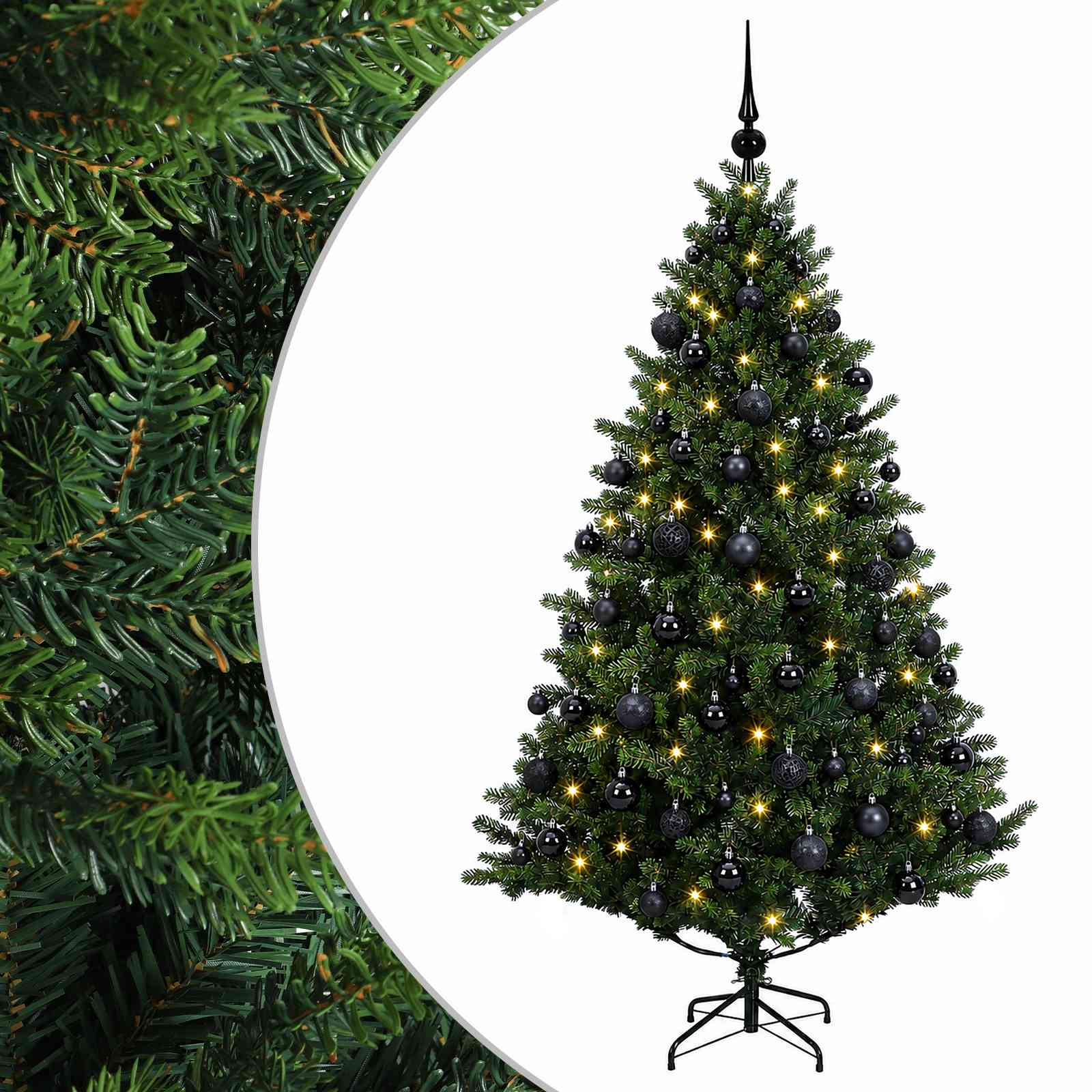 vidaXL Umelý vianočný stromček s guľami 180 cm 300 LED Teplá biela