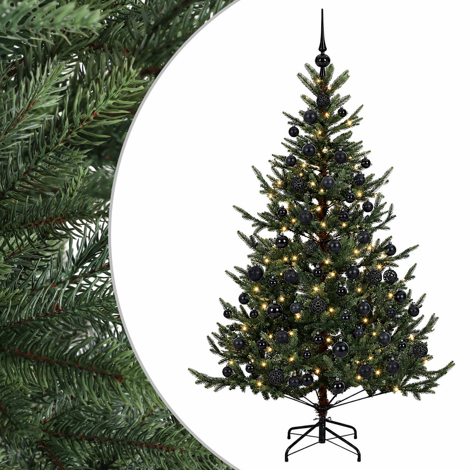 vidaXL Umelý vianočný stromček s vianočnými guľami 240 cm 300 LED