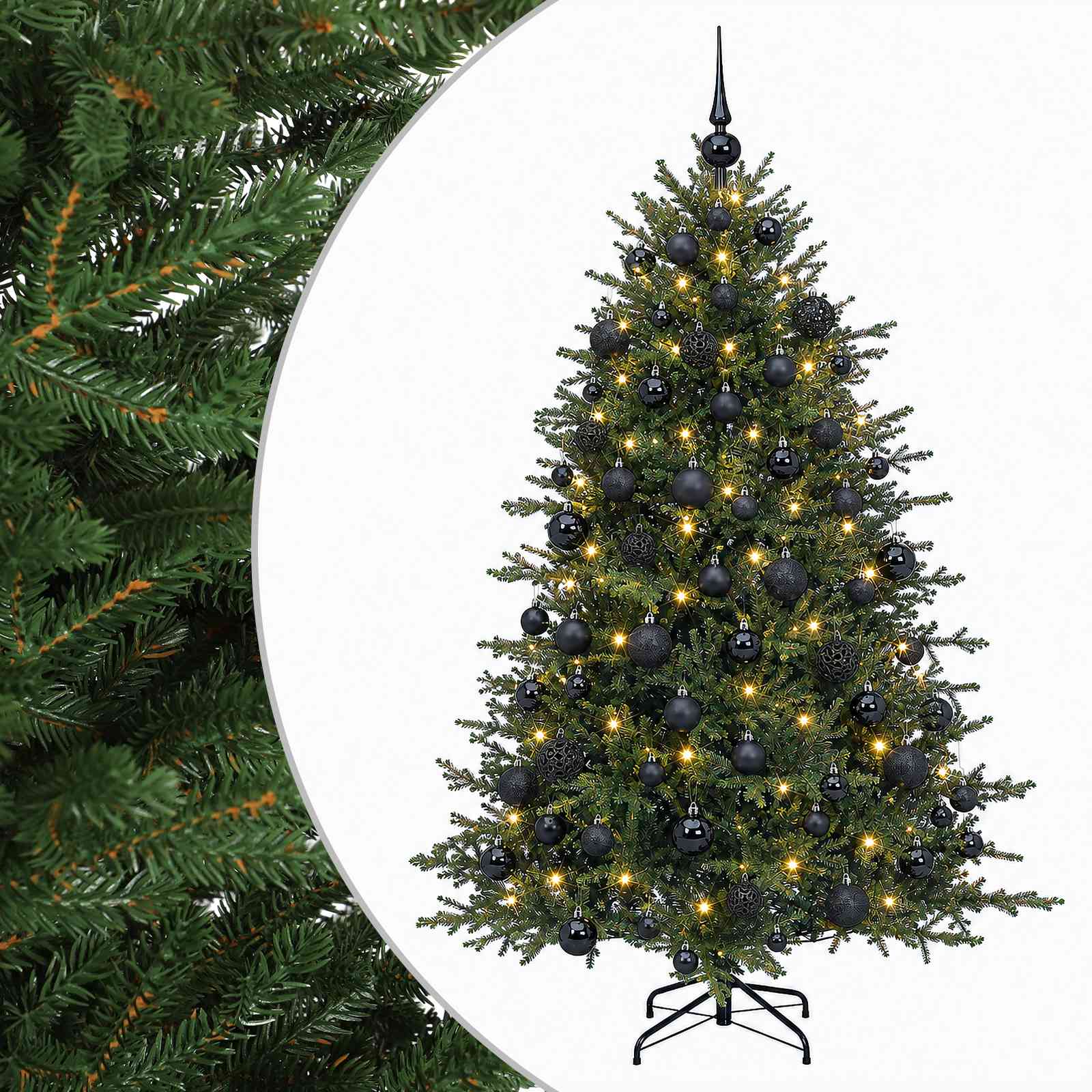 vidaXL Umelý vianočný stromček s vianočnými guľami 240 cm 300 LED