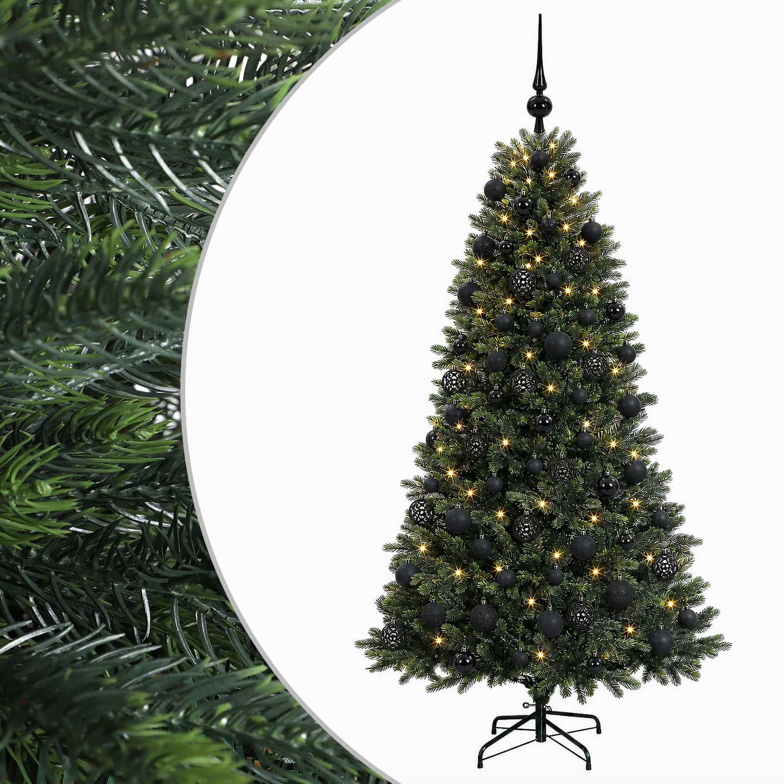 vidaXL Umelý vianočný stromček s guľami 240 cm 300 LED Teplá biela