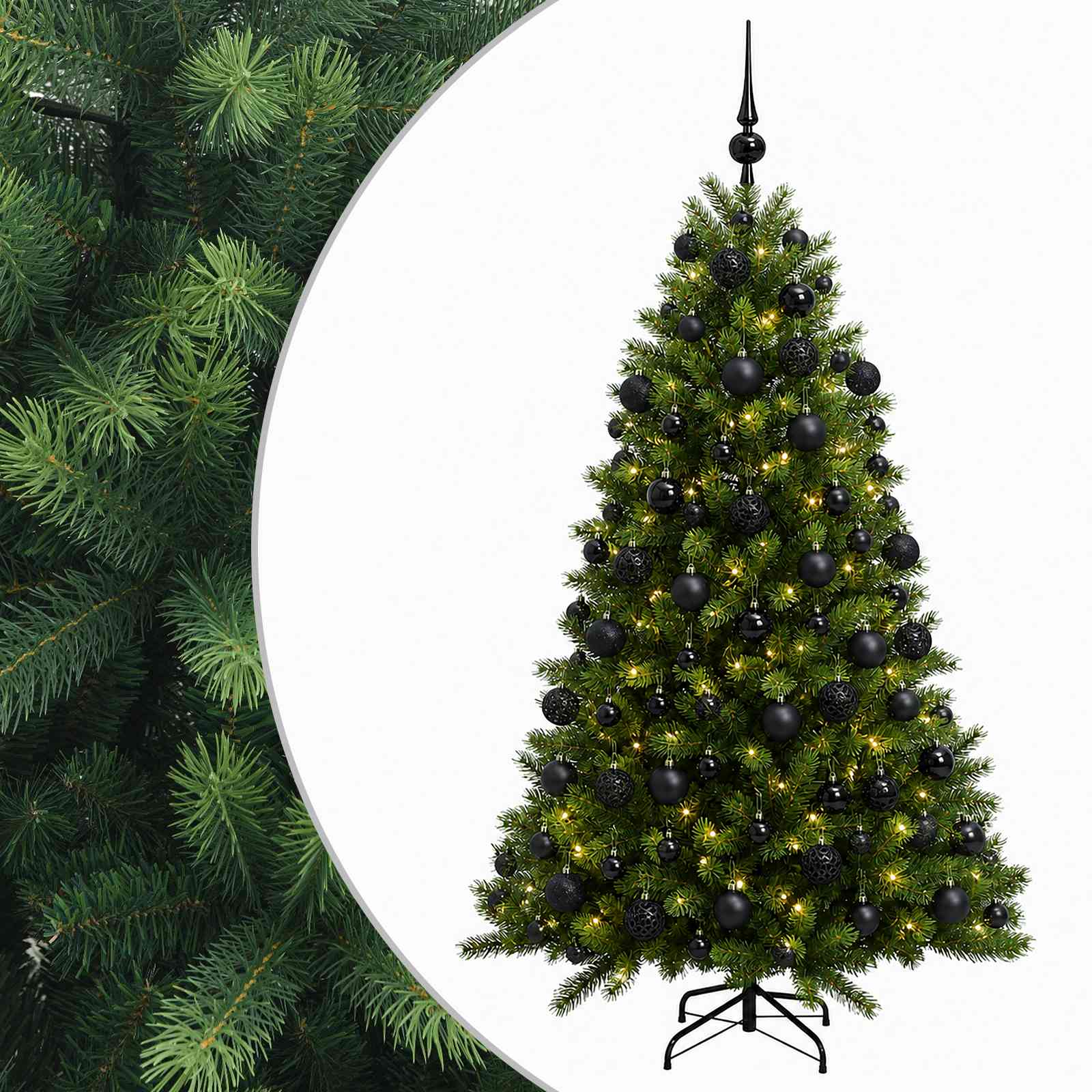 Umjetno božično drevo z okrasnimi kroglami 240 cm 300 LED