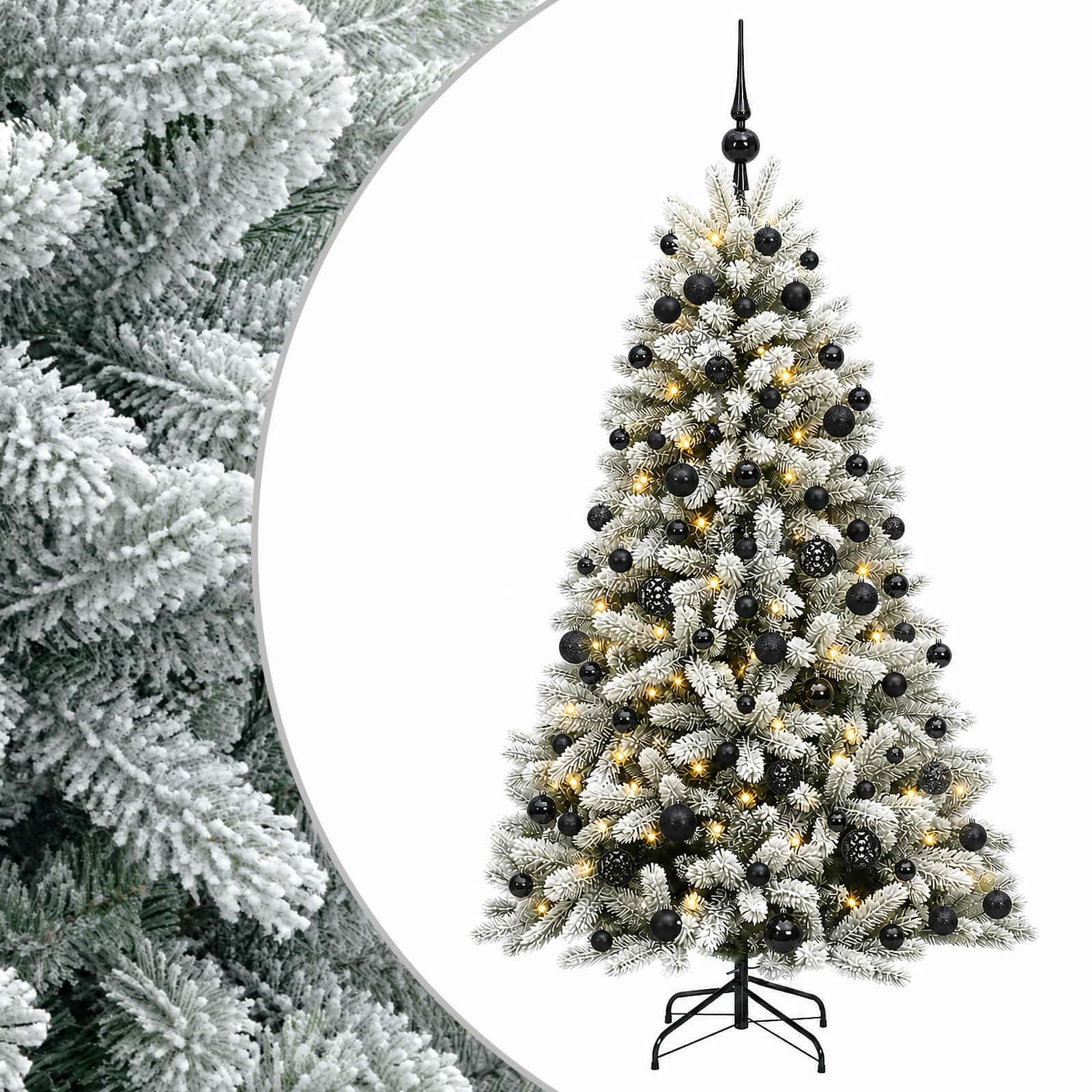 vidaXL Brad de Crăciun artificial cu globuri 180 cm 300 LED-uri
