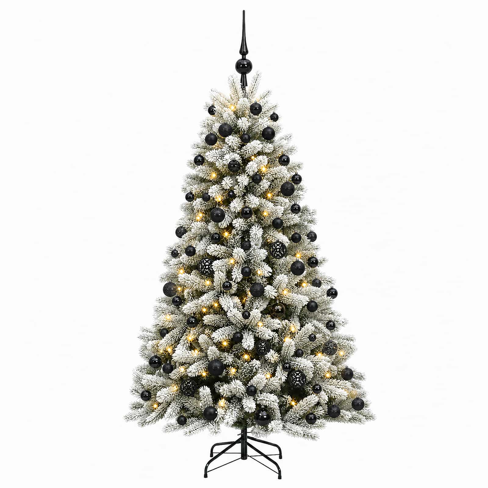 Umjetno božično drevo z okrasnimi kroglami 180 cm 300 LED