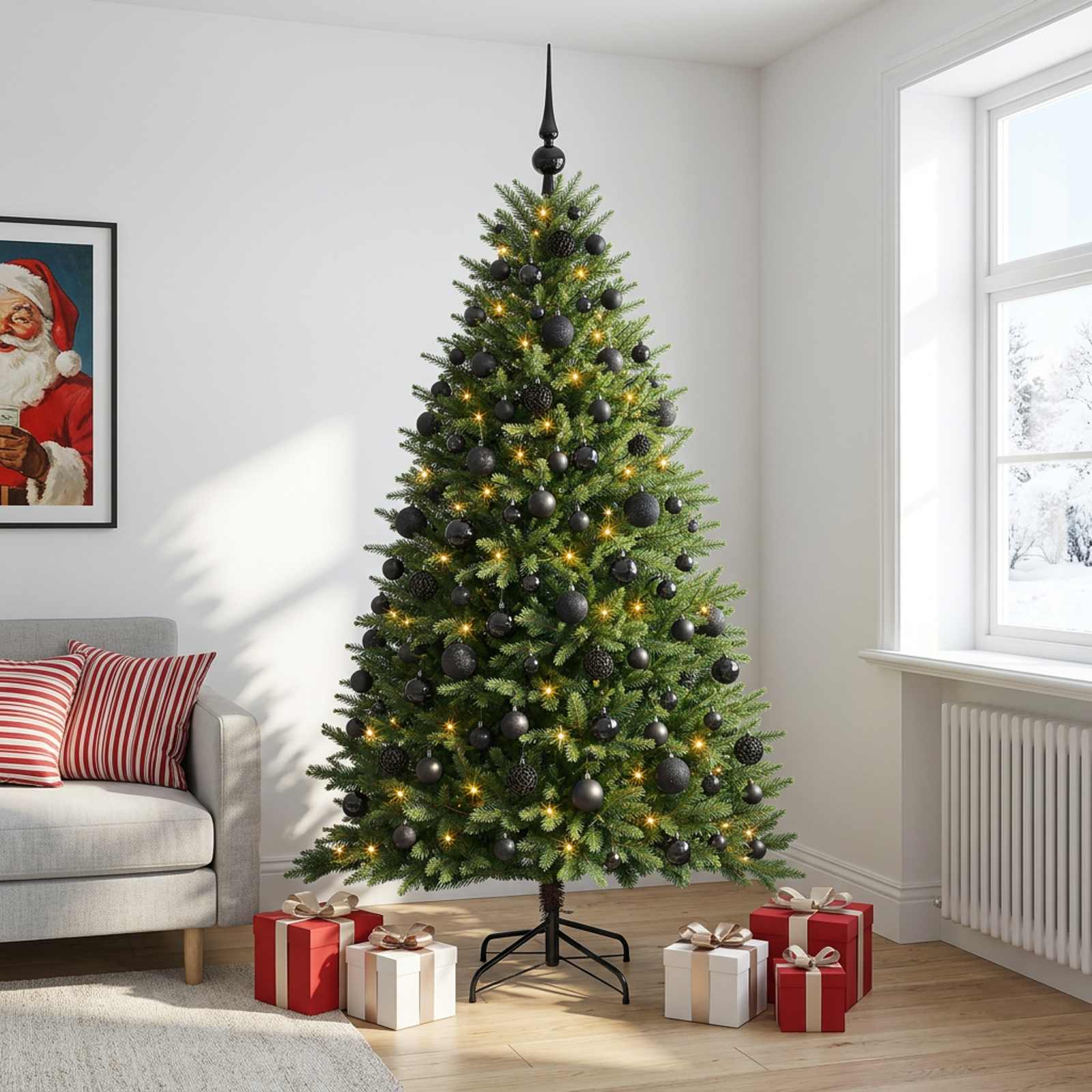 vidaXL - Kunstkerstboom - met - Ballen - 240 - cm - 300 - LED's - Warmwit