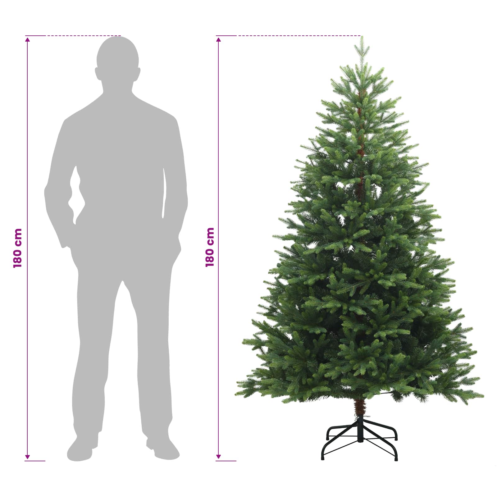 vidaXL Künstlicher Weihnachtsbaum mit Kugel 180 cm 300 LEDs – Bild 14