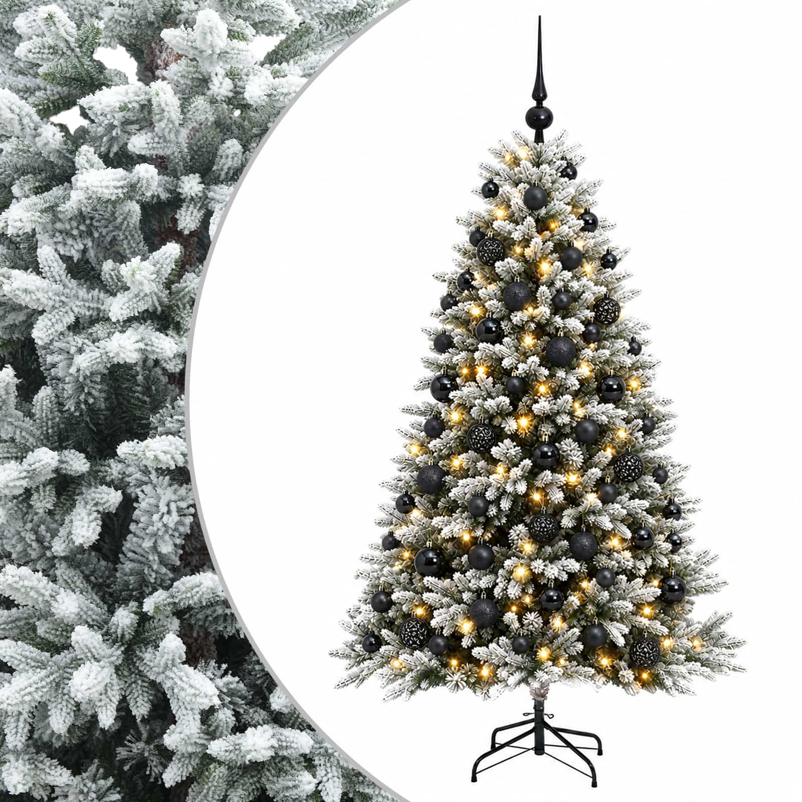 Umjetno božično drevo z okrasnimi kroglami 180 cm 300 LED