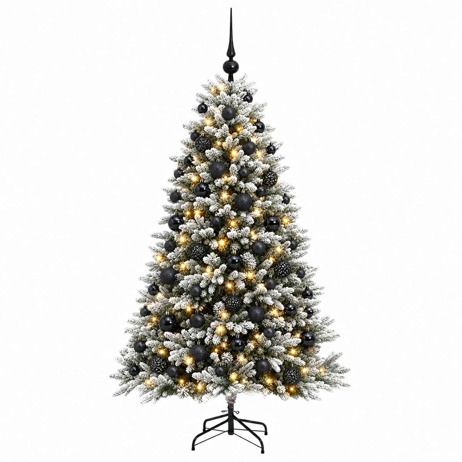 Umjetno božično drevo z okrasnimi kroglami 180 cm 300 LED