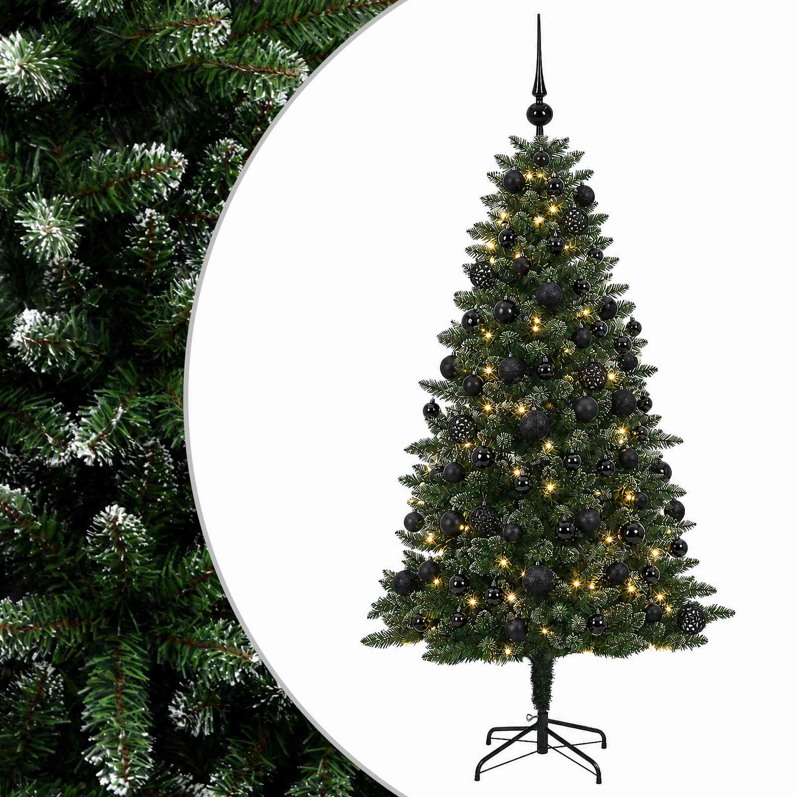 Umjetno božično drevo z okrasnimi kroglami 210 cm 300 LED