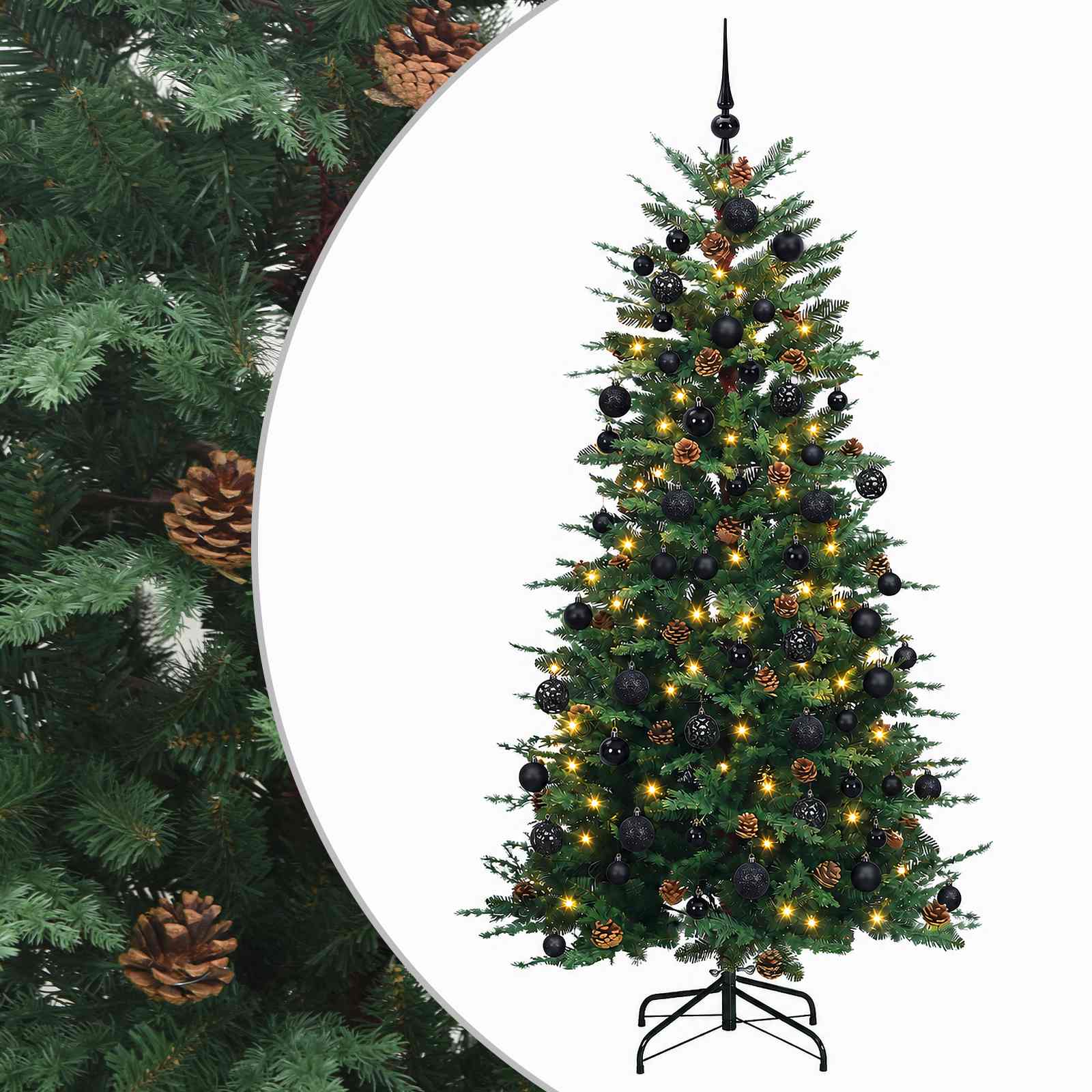 Umetna božična jelka z bučko 240 cm 300 LED Toplo bela