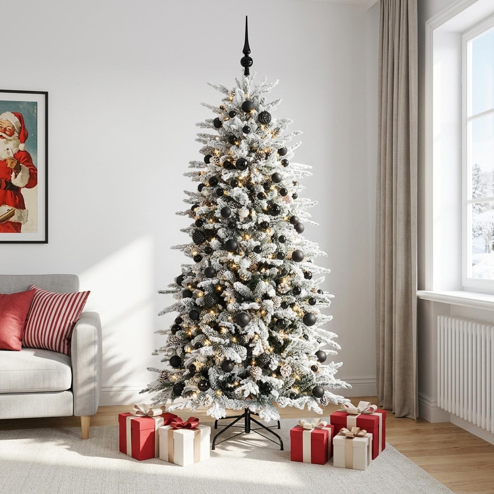 Umetna božična jelka z bučko 240 cm 300 LED Toplo bela