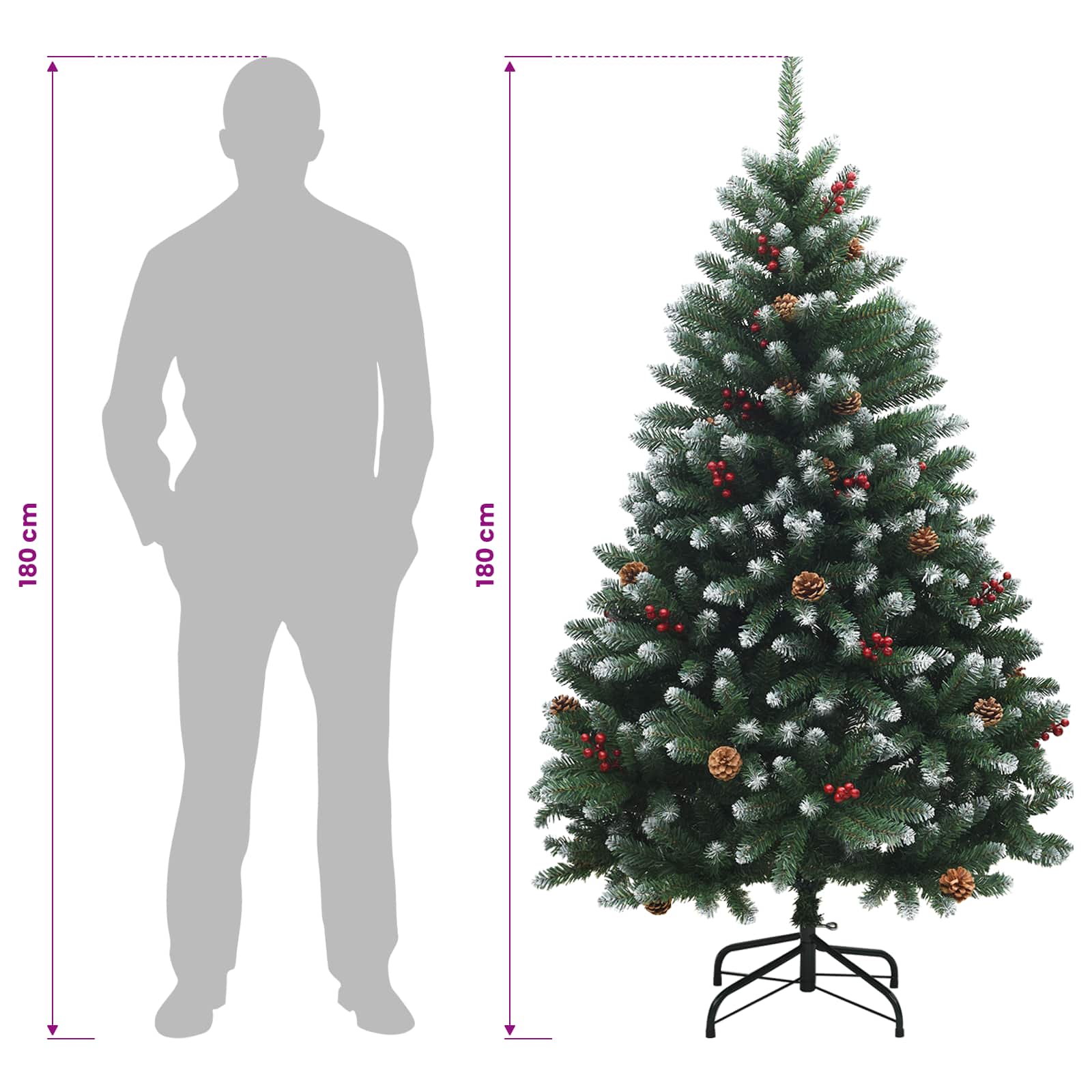 Artificial Christmas Tree with Bauble 300 LEDs size guide