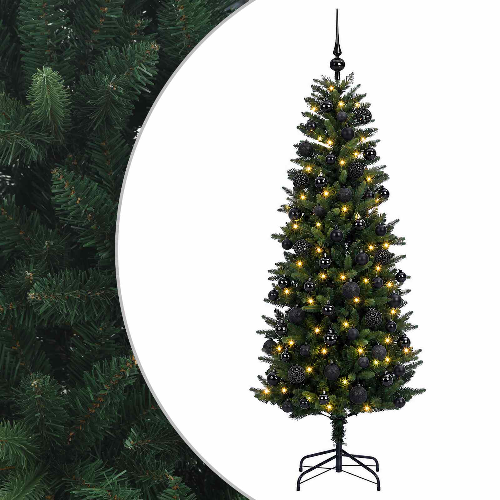 vidaXL Umelý vianočný stromček s guľami 210 cm 300 LED Teplá biela