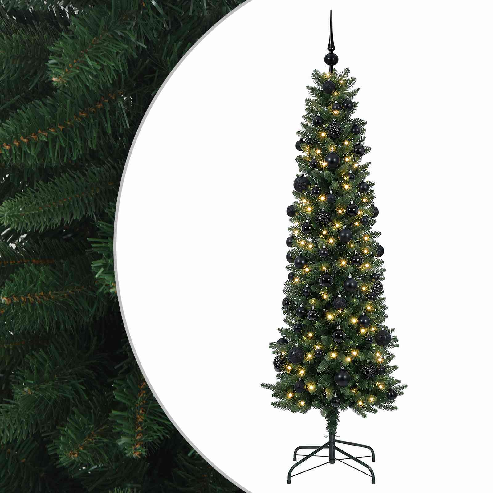 Umetno ozko božično drevesce z božično kroglico 240 cm 300 LED