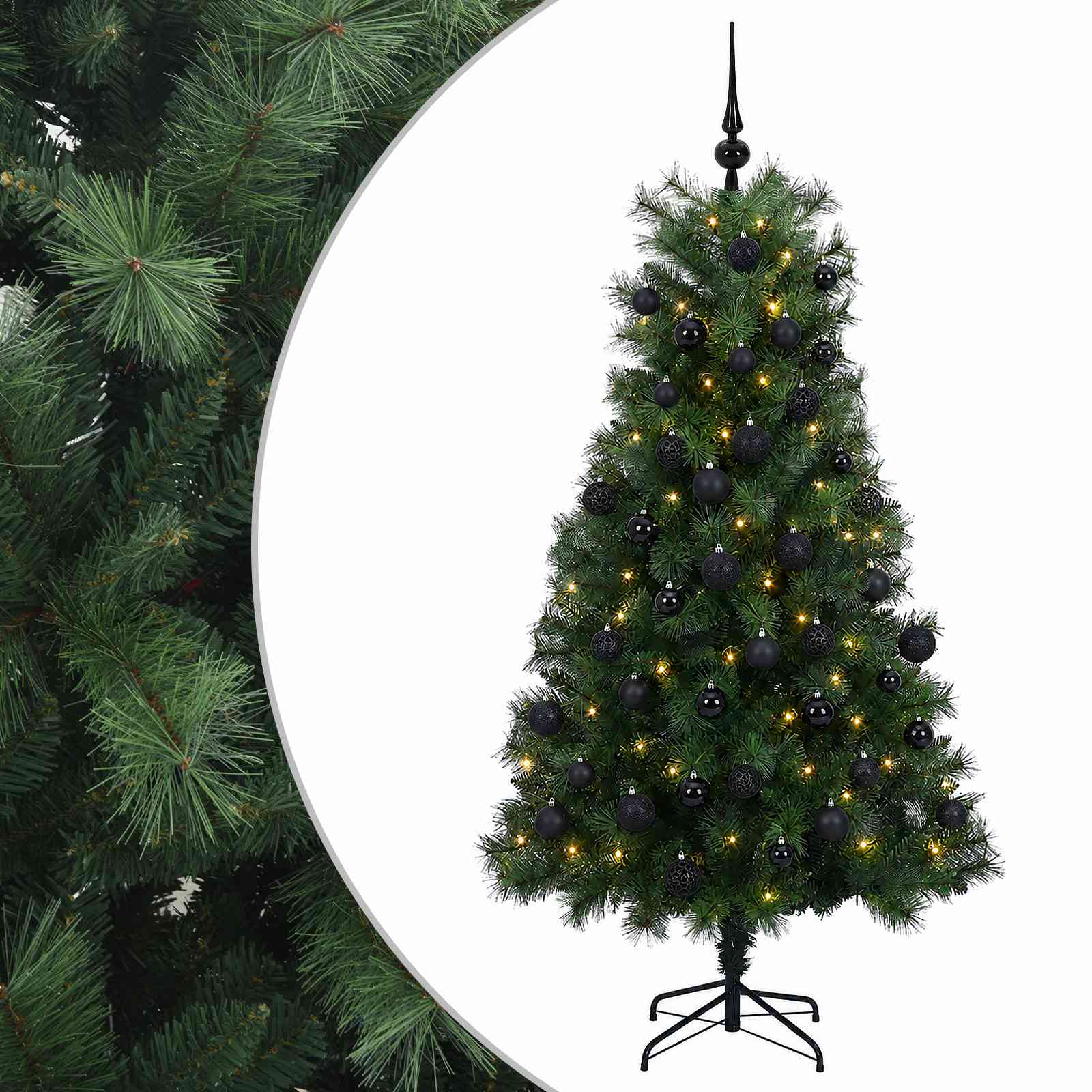 vidaXL Umelý kĺbový vianočný stromček s vianočnými guľami 180 cm