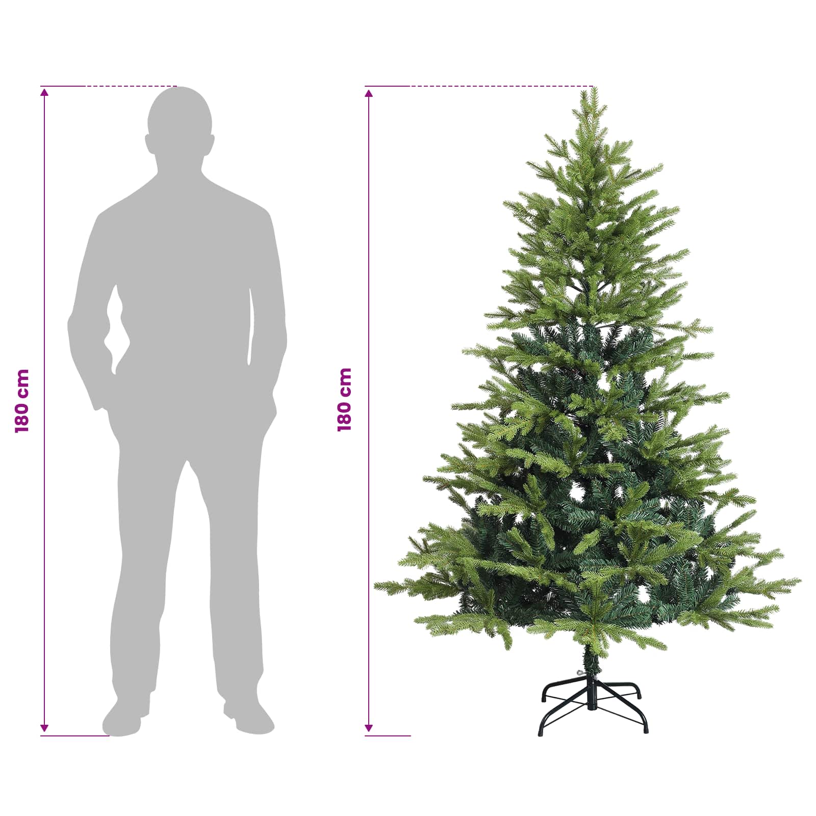 Umjetno božično drevo z okrasnimi kroglami 180 cm 300 LED