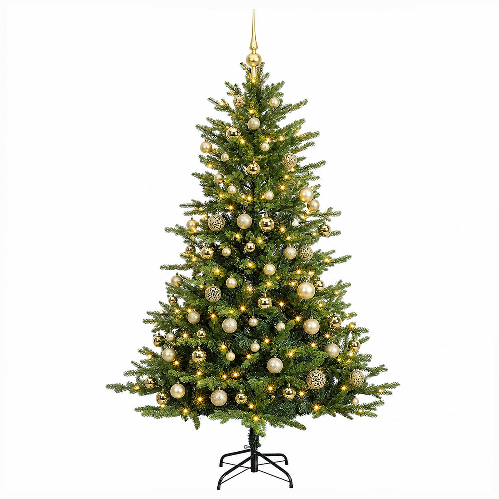 Umjetno božično drevo z okrasnimi kroglami 210 cm 300 LED