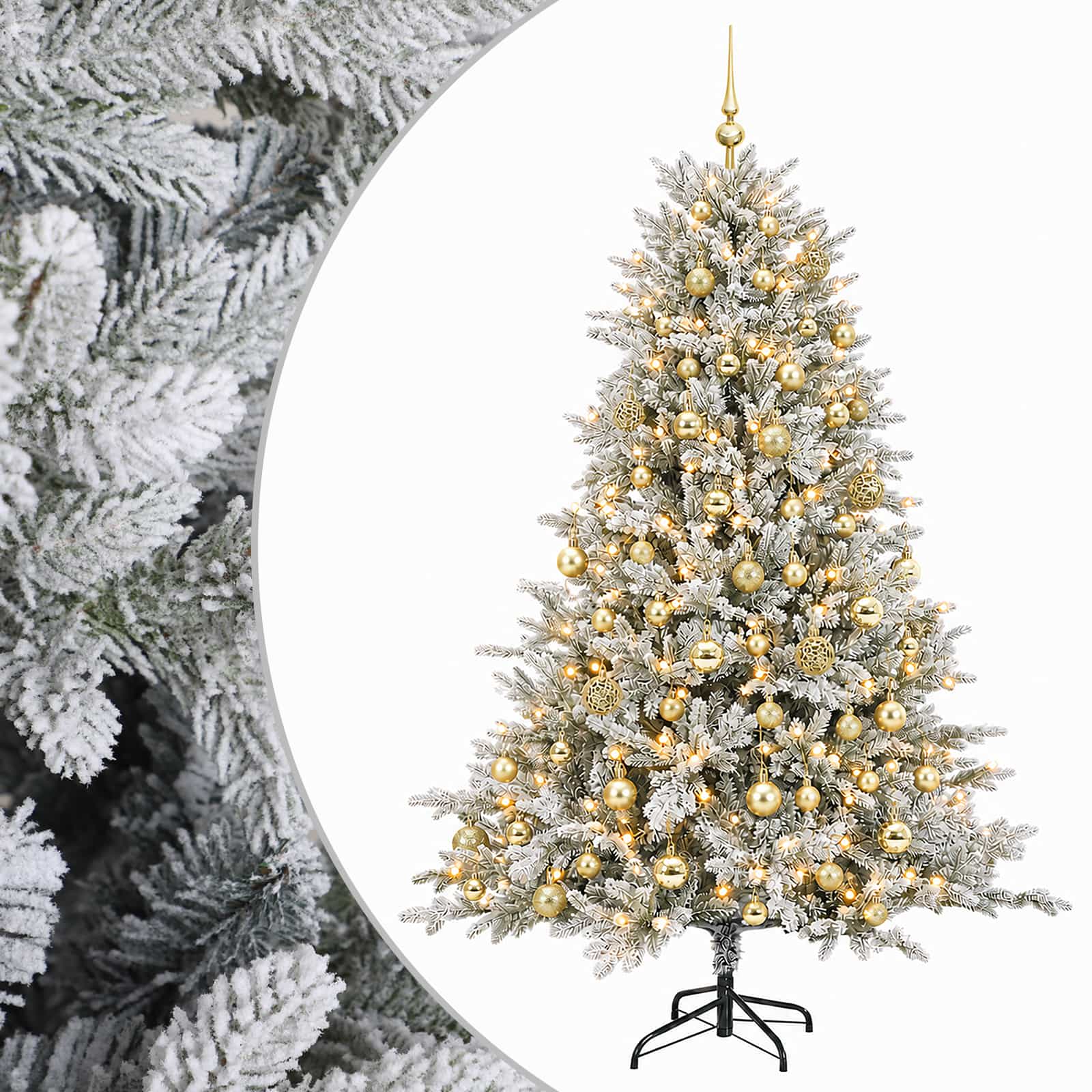 vidaXL Brad de Crăciun artificial cu globuri 240 cm 300 LED-uri