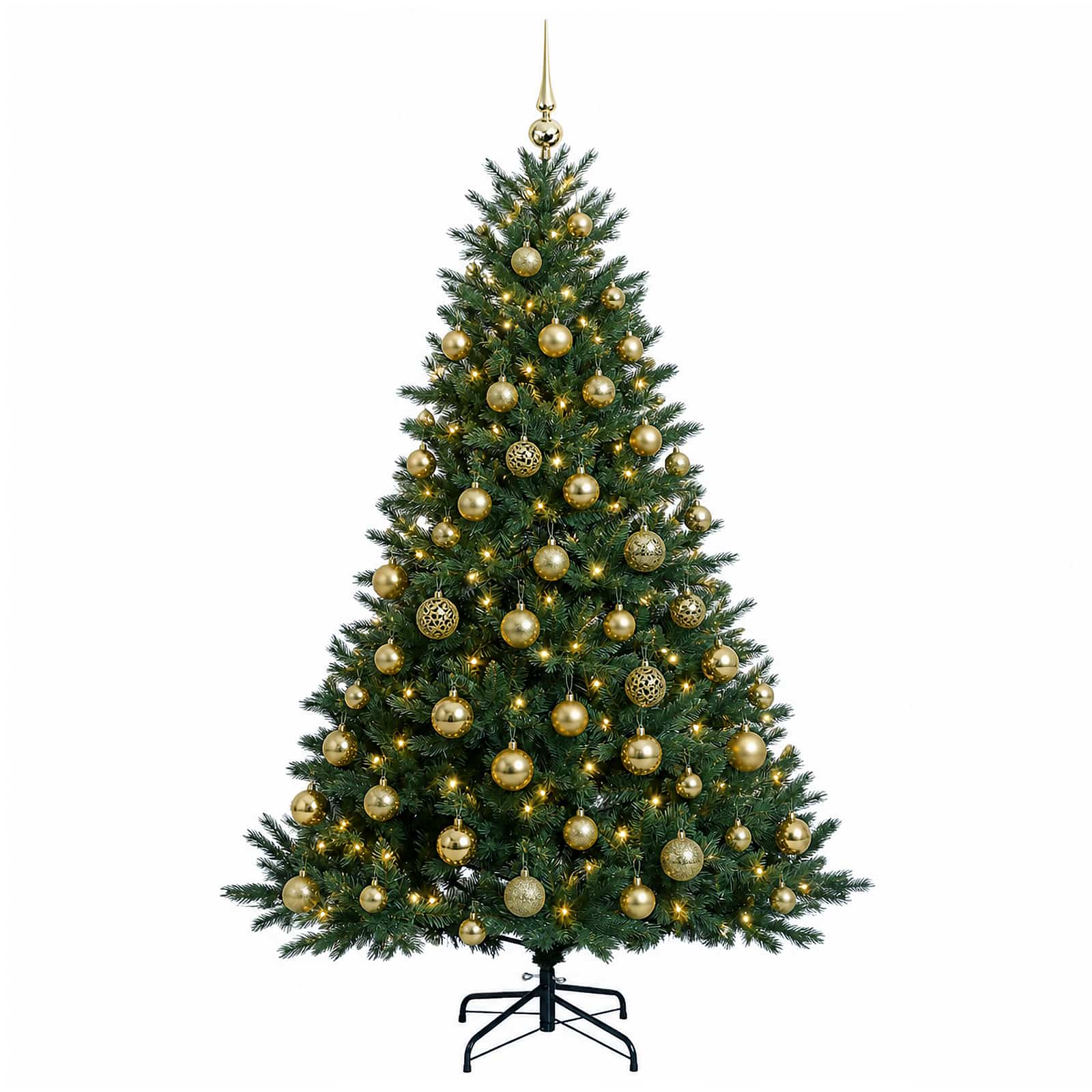 Umetna božična jelka z bučko 210 cm 300 LED Toplo bela