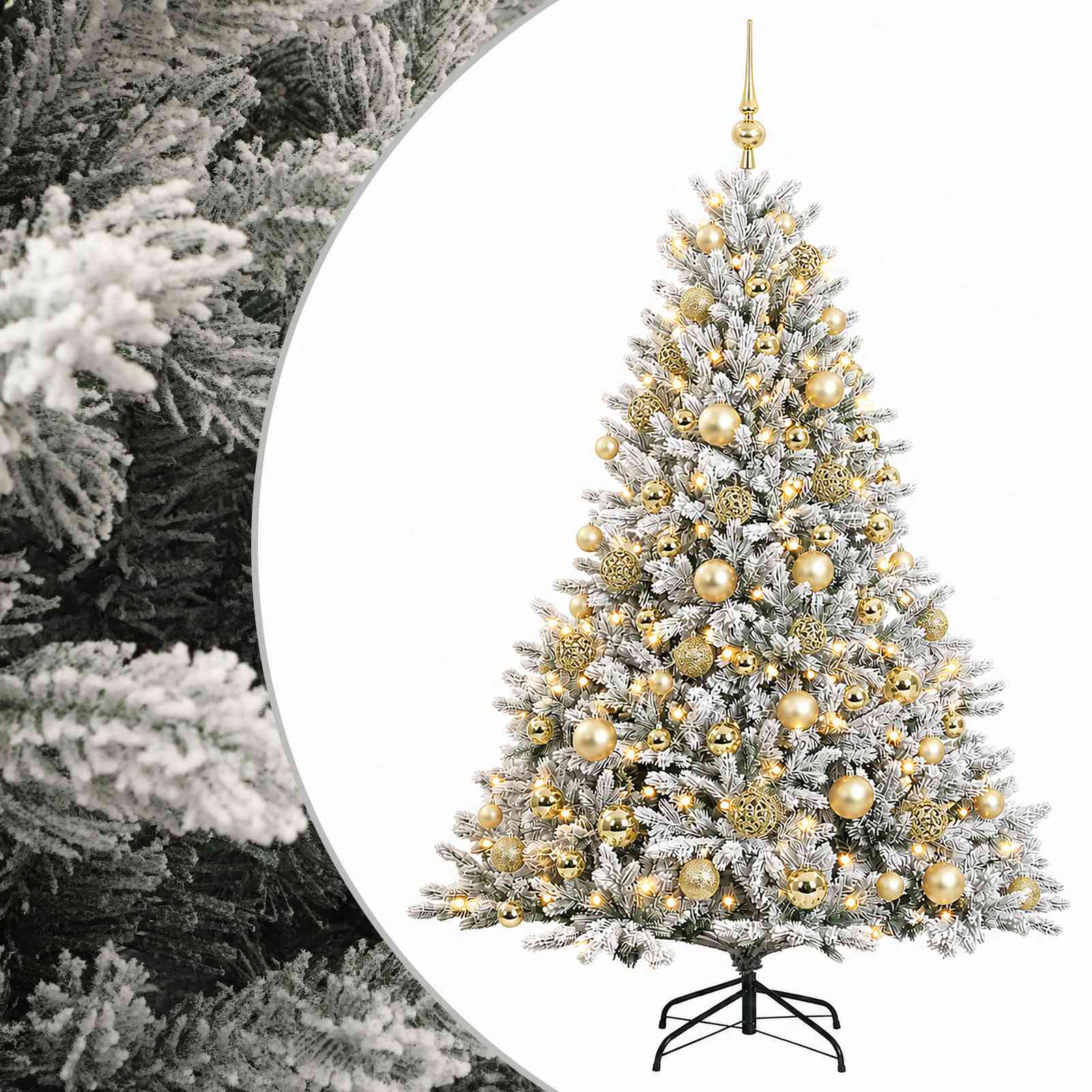 Umetna božična jelka z bučko 210 cm 300 LED Toplo bela