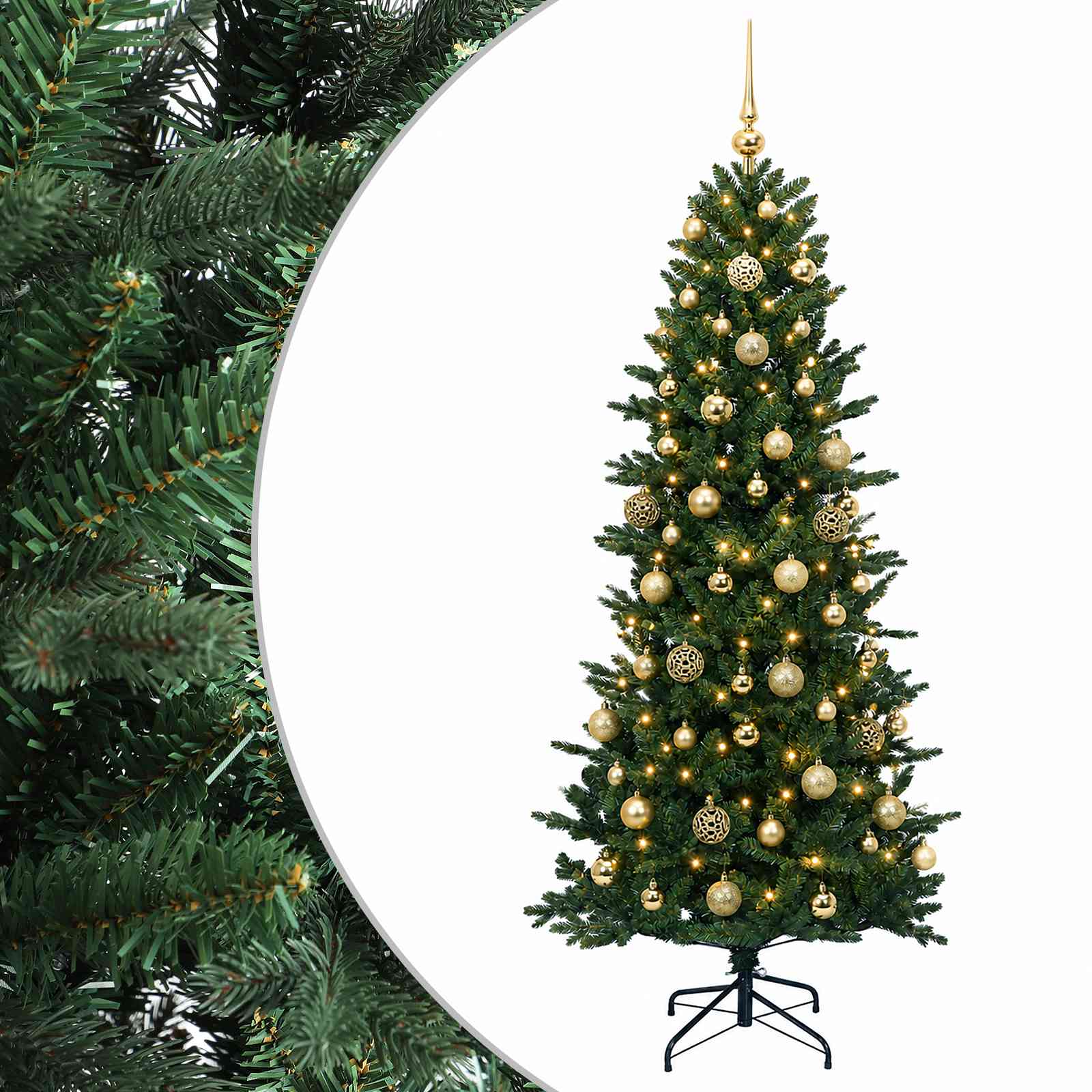 Umetna božična jelka z bučko 240 cm 300 LED Toplo bela