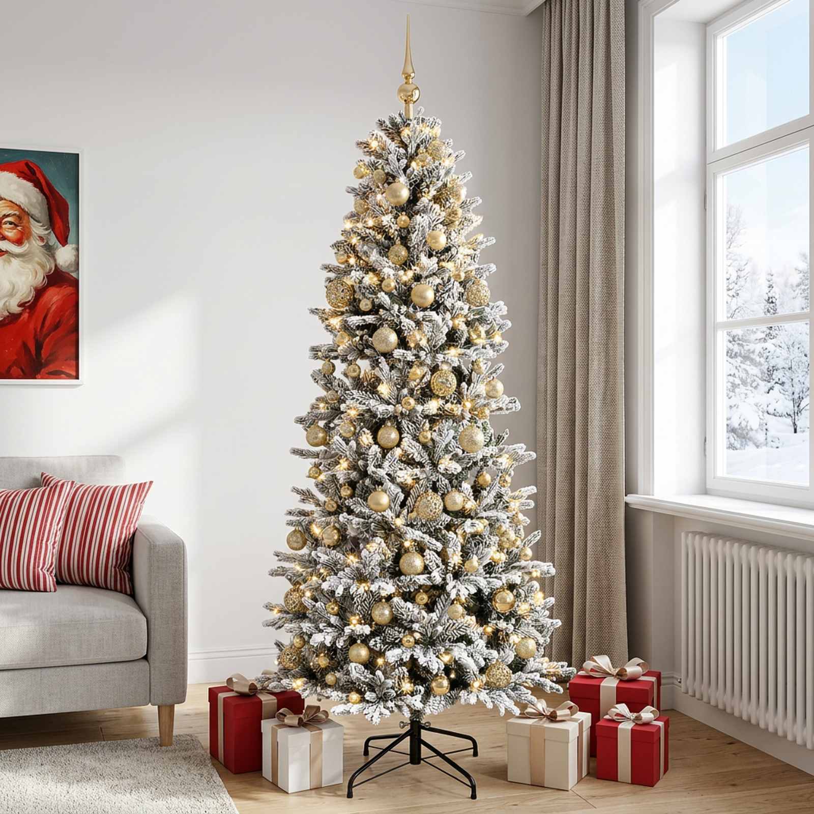 Umetna božična jelka z bučko 180 cm 300 LED Toplo bela