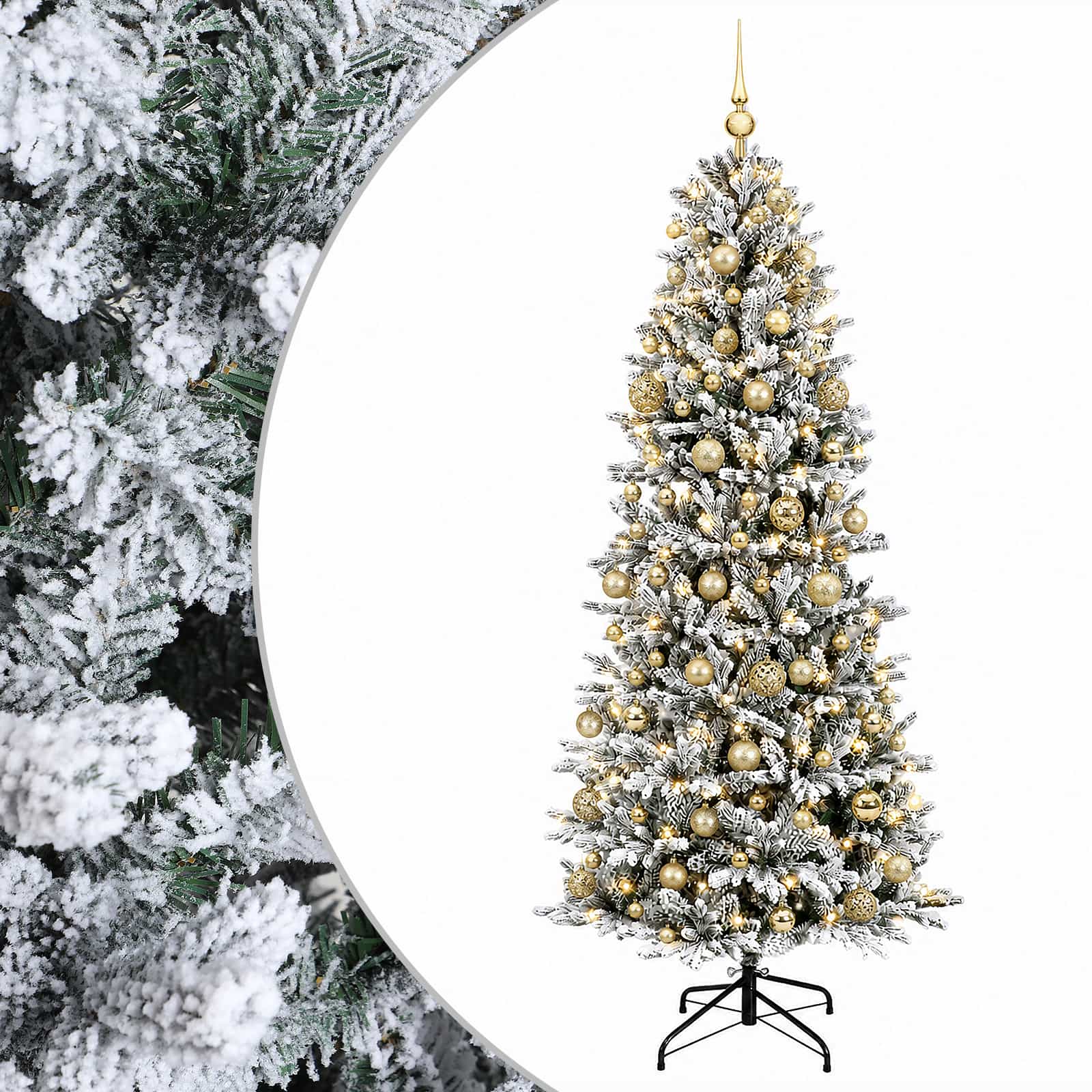 vidaXL Brad de Crăciun artificial cu glob 180 cm 300 LED-uri Alb cald