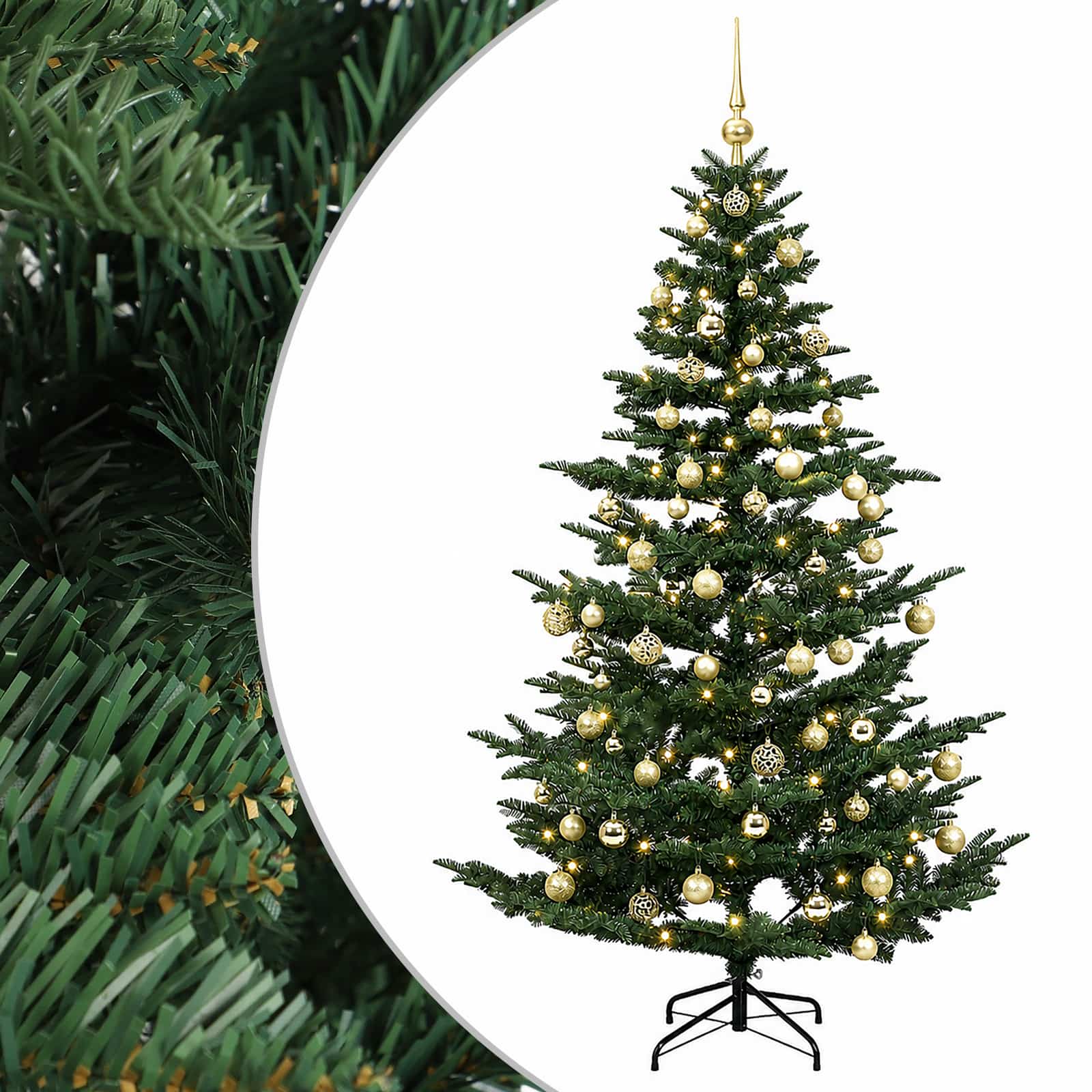 Umetna božična jelka z bučko 240 cm 300 LED Toplo bela