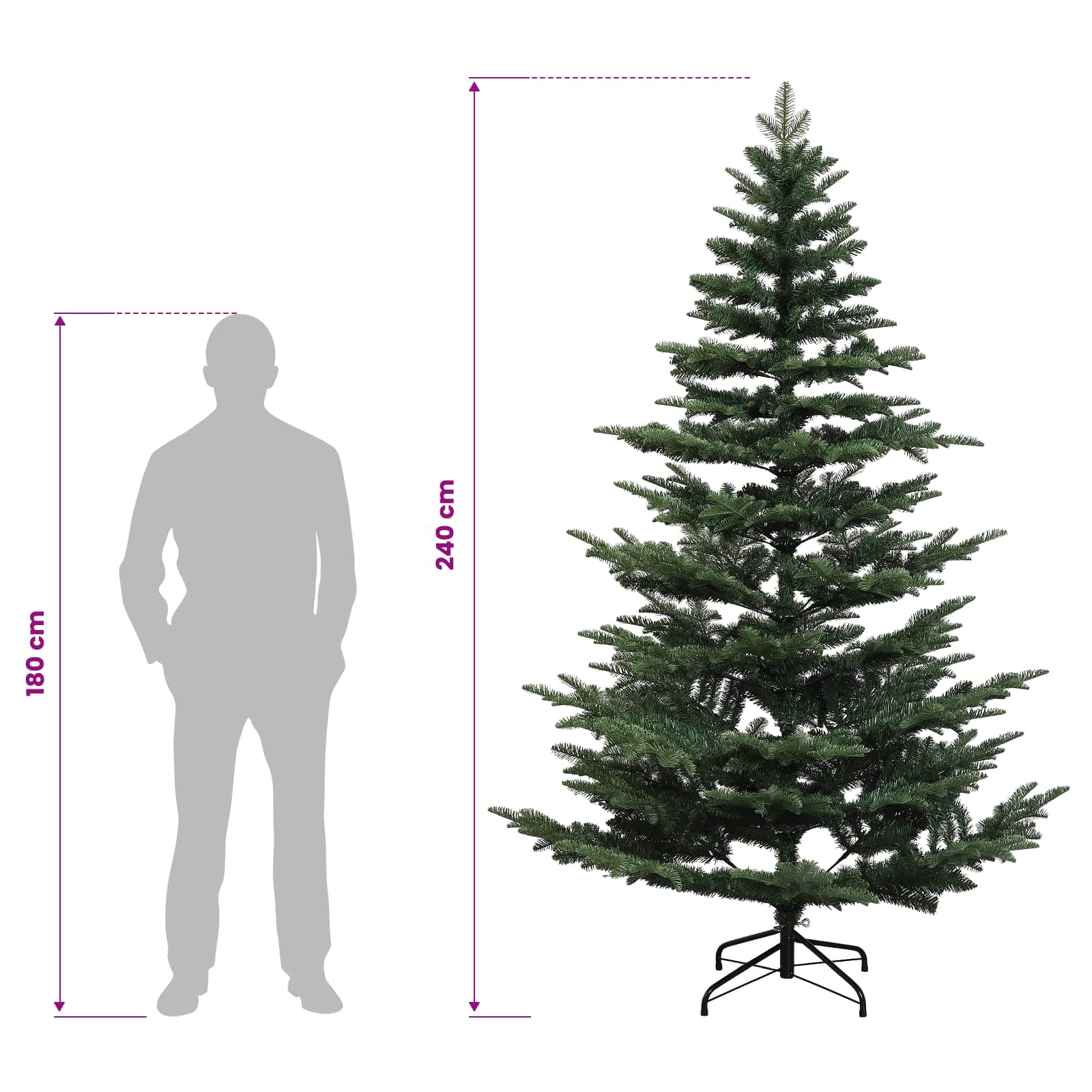 Umetna božična jelka z bučko 240 cm 300 LED Toplo bela