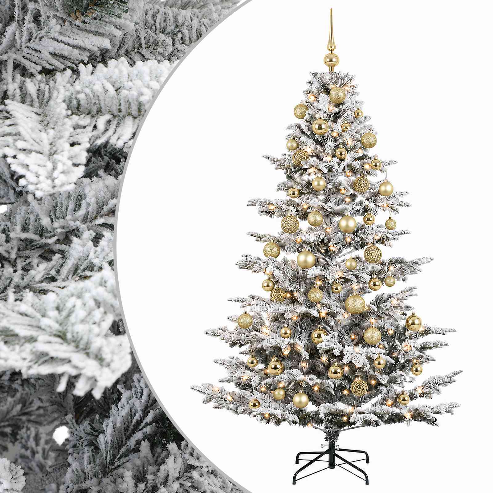 Umetna božična jelka z bučko 210 cm 300 LED Toplo bela
