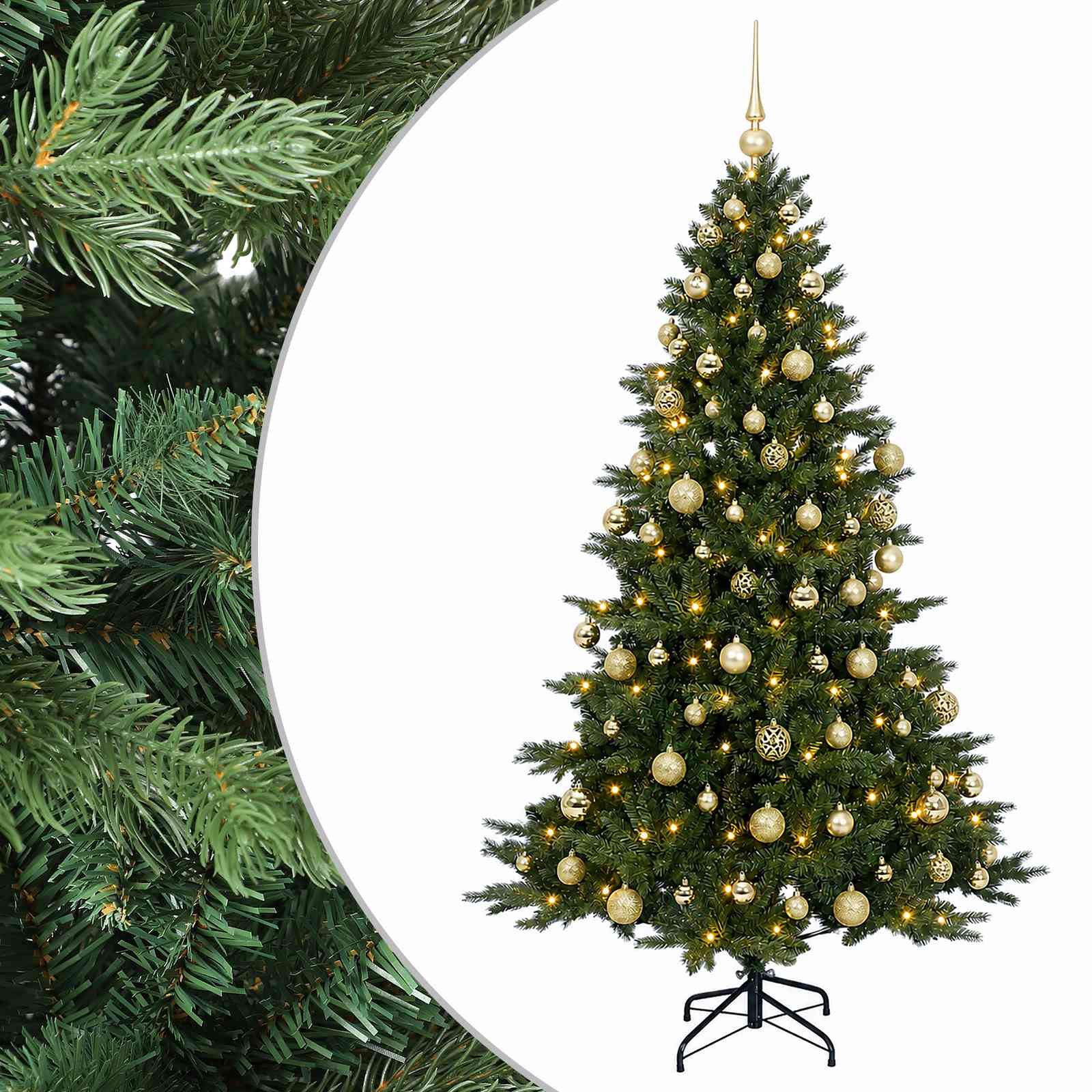 Umetna božična jelka z bučko 180 cm 300 LED Toplo bela