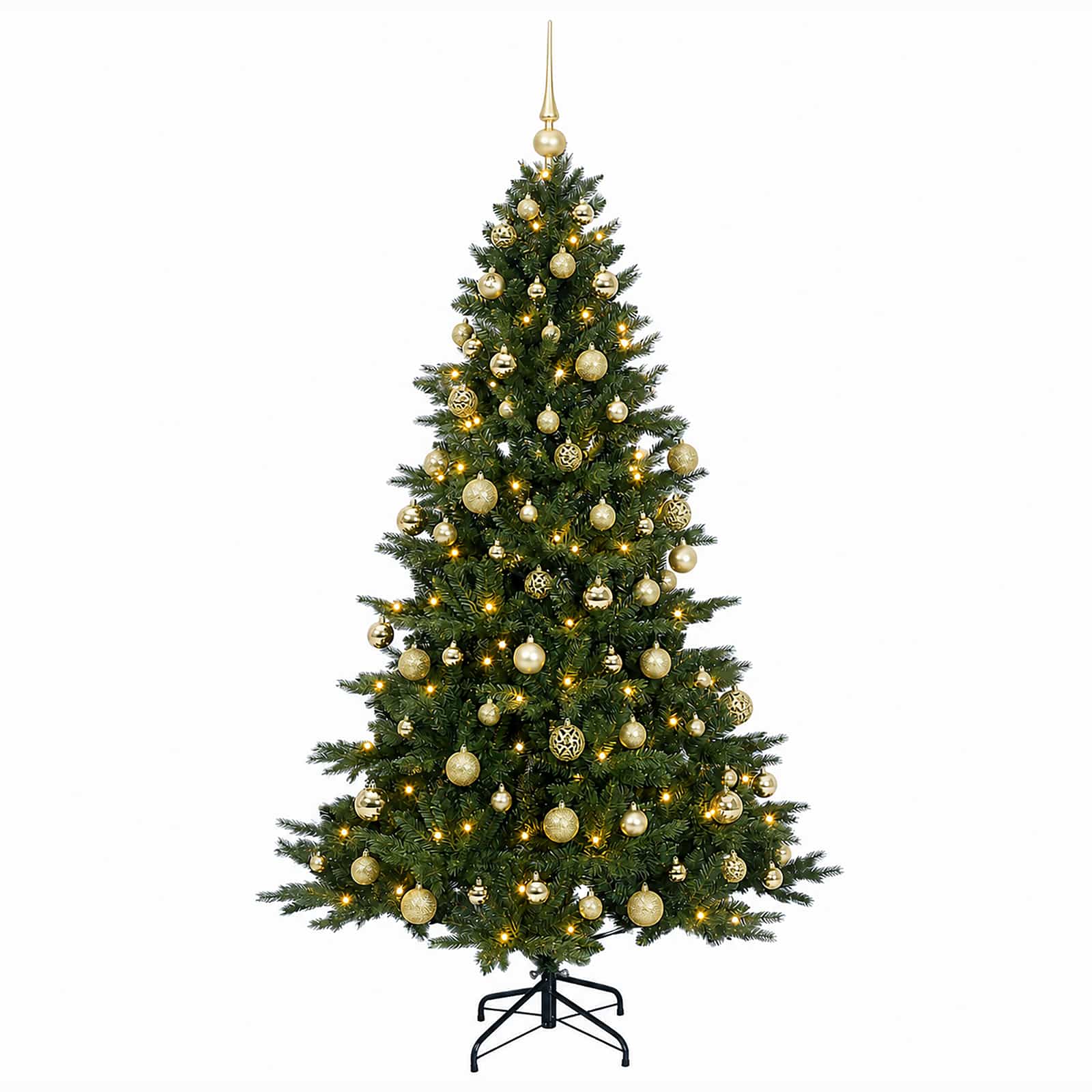 Umetna božična jelka z bučko 180 cm 300 LED Toplo bela
