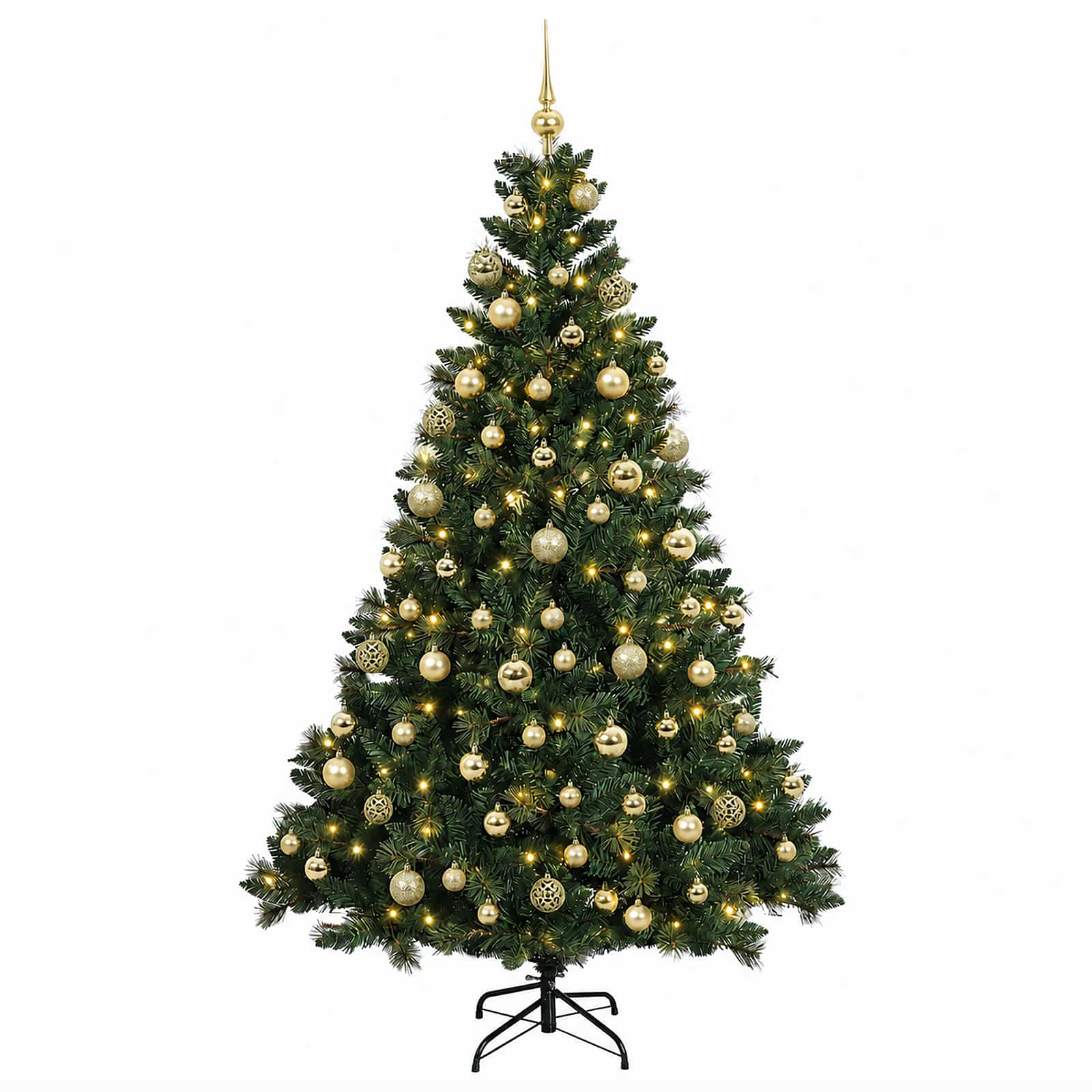 Umjetno božično drevo z okrasnimi kroglami 180 cm 300 LED