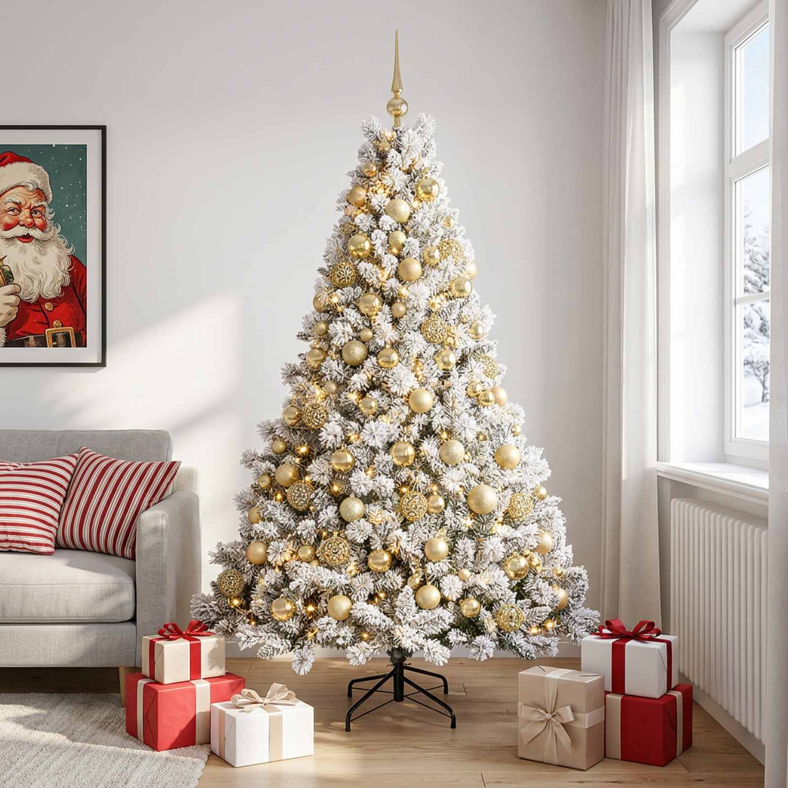 Umjetno božično drevo z okrasnimi kroglami 180 cm 300 LED