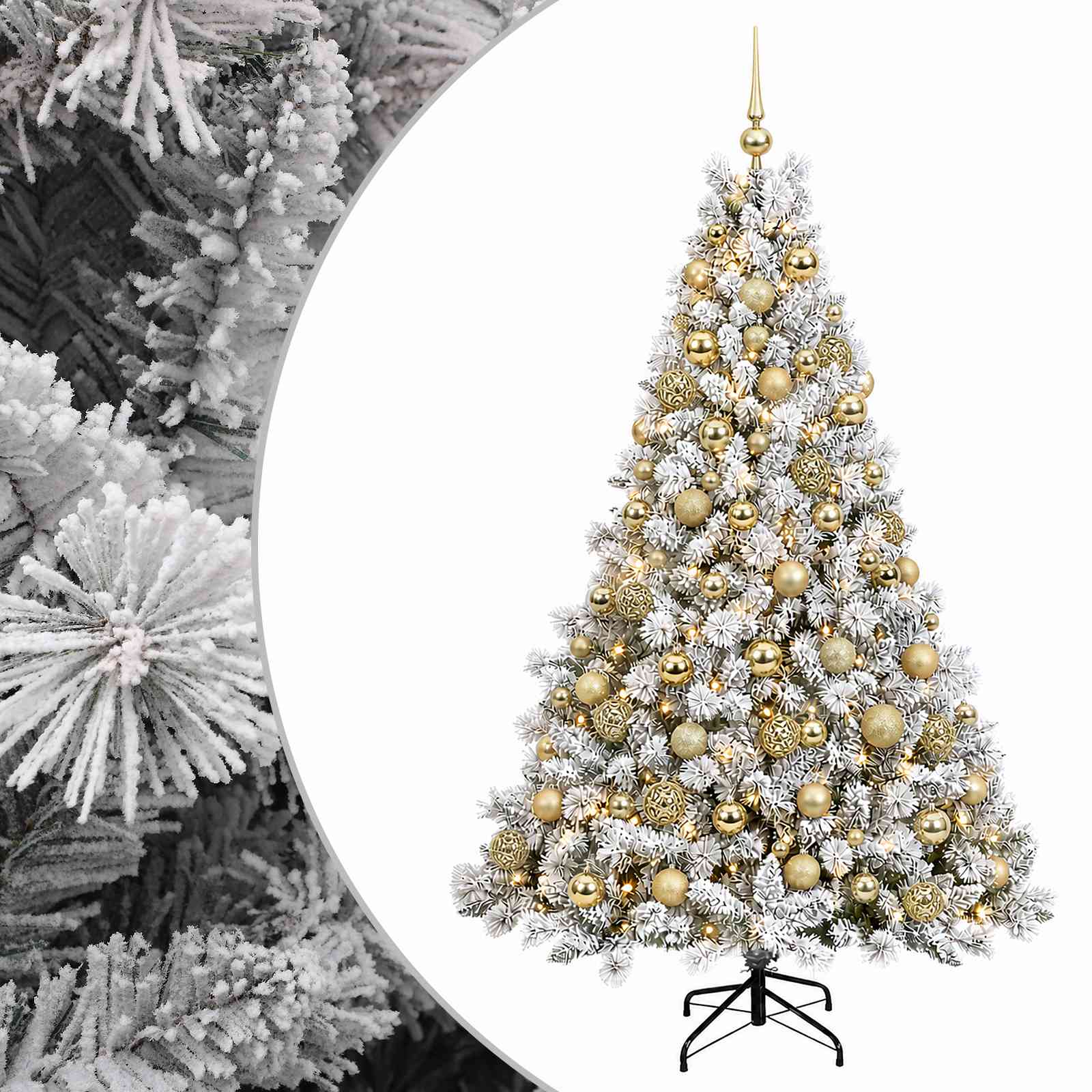 Umjetno božično drevo z okrasnimi kroglami 180 cm 300 LED