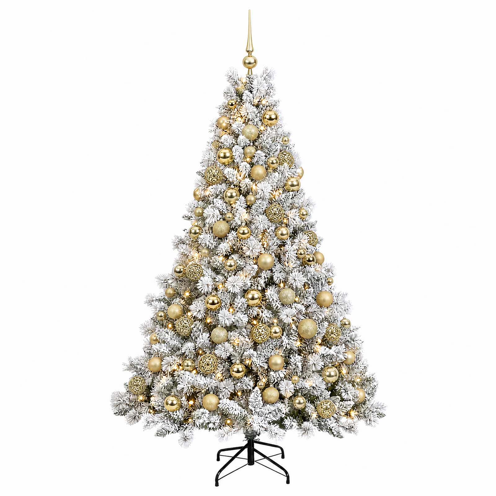 Umjetno božično drevo z okrasnimi kroglami 180 cm 300 LED