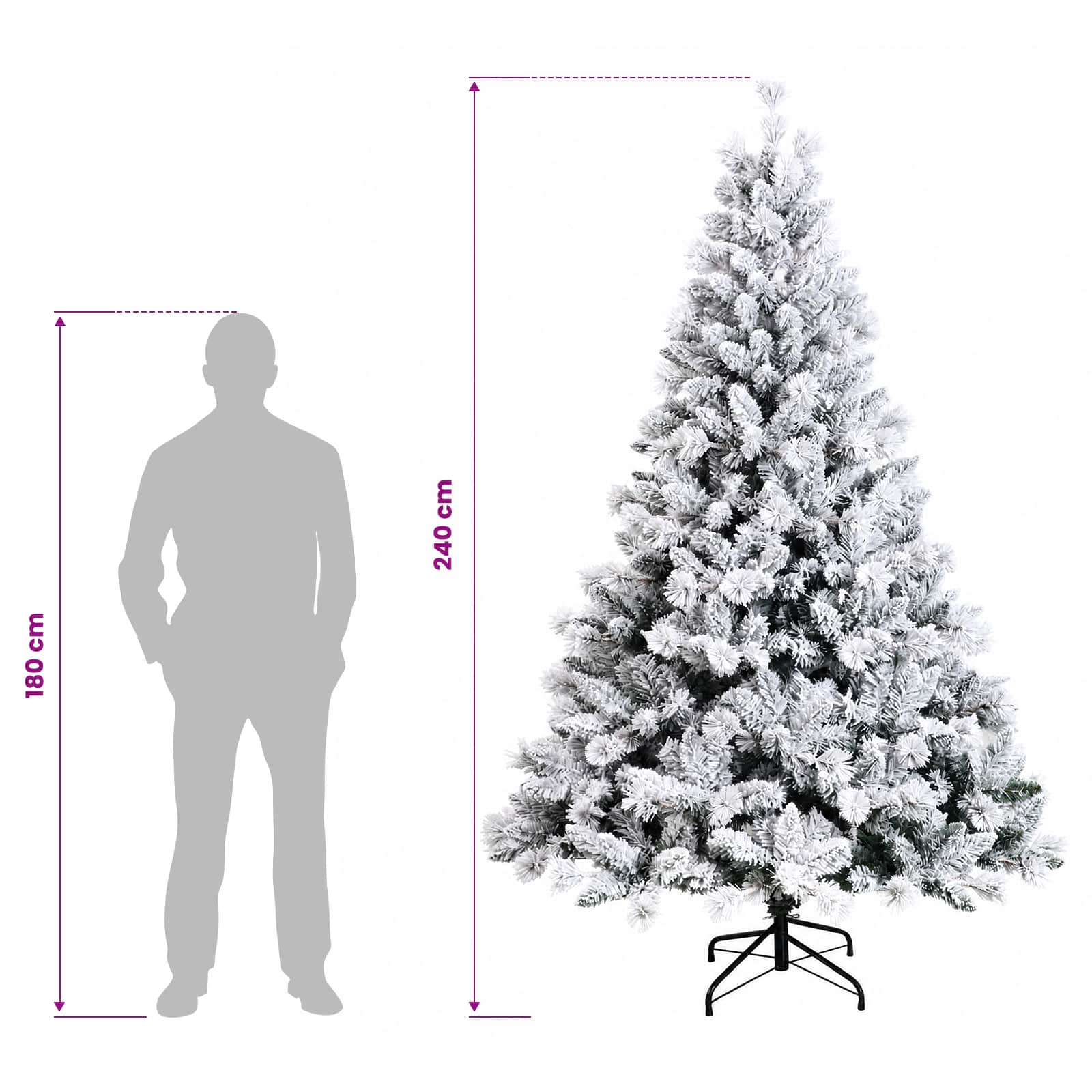 Umjetno božično drevo z okrasnimi kroglami 240 cm 300 LED