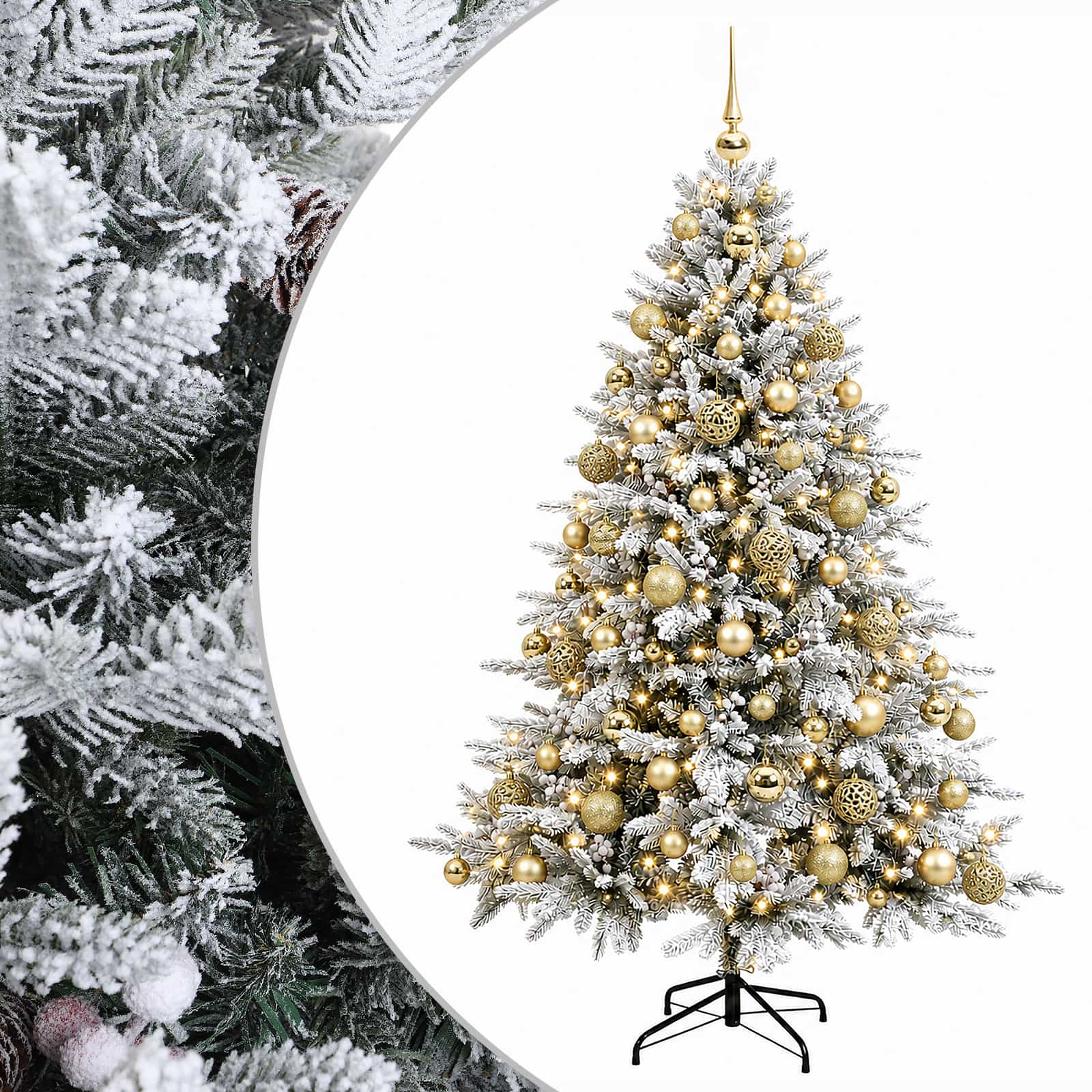 vidaXL Brad de Crăciun artificial cu glob 180 cm 300 LED-uri Alb cald