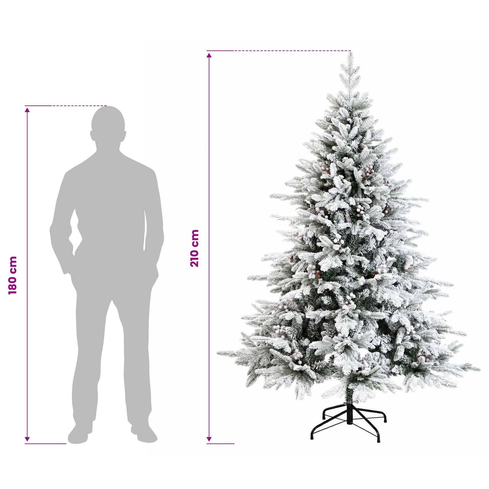 Umetna božična jelka z bučko 210 cm 300 LED Toplo bela