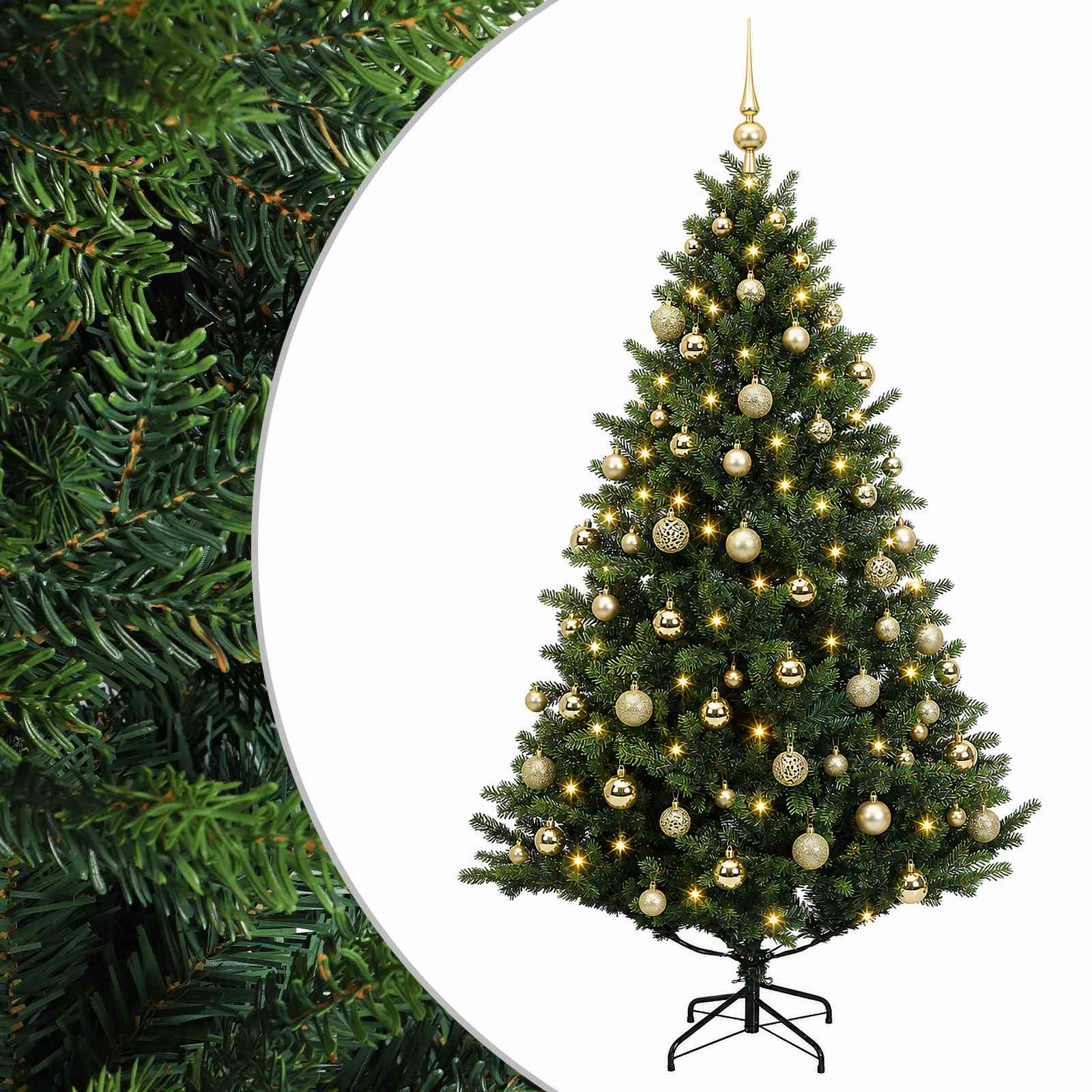 vidaXL Brad de Crăciun artificial cu globuri 180 cm 300 LED-uri