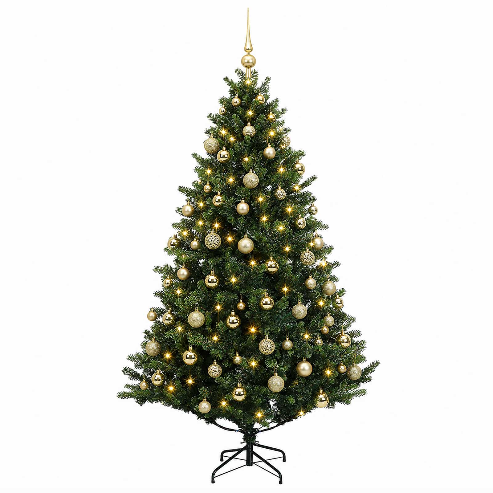 Umetna božična jelka z bučko 210 cm 300 LED Toplo bela