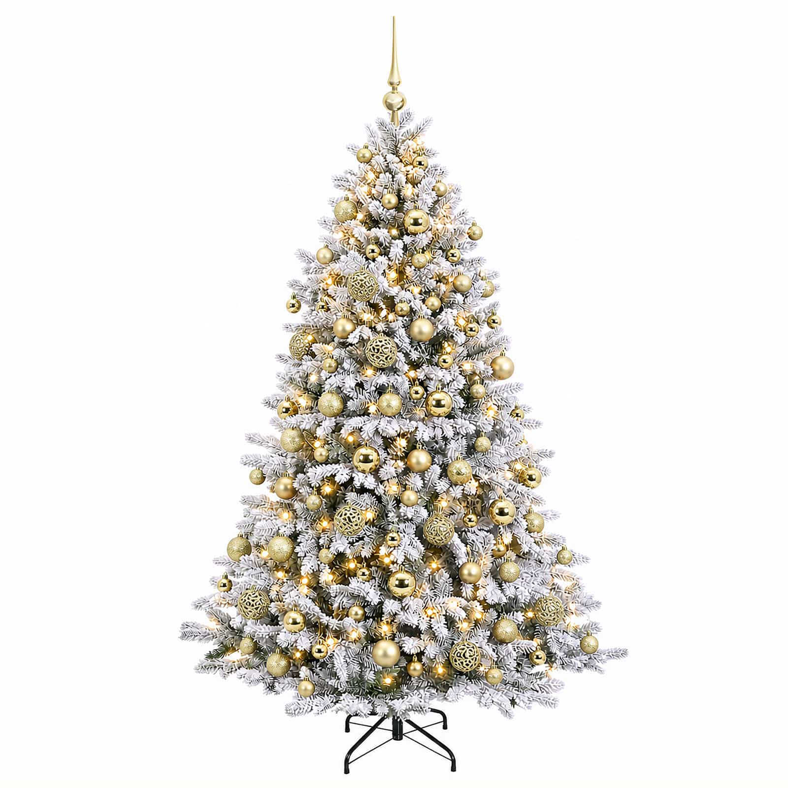 Umjetno božično drevo z okrasnimi kroglami 180 cm 300 LED