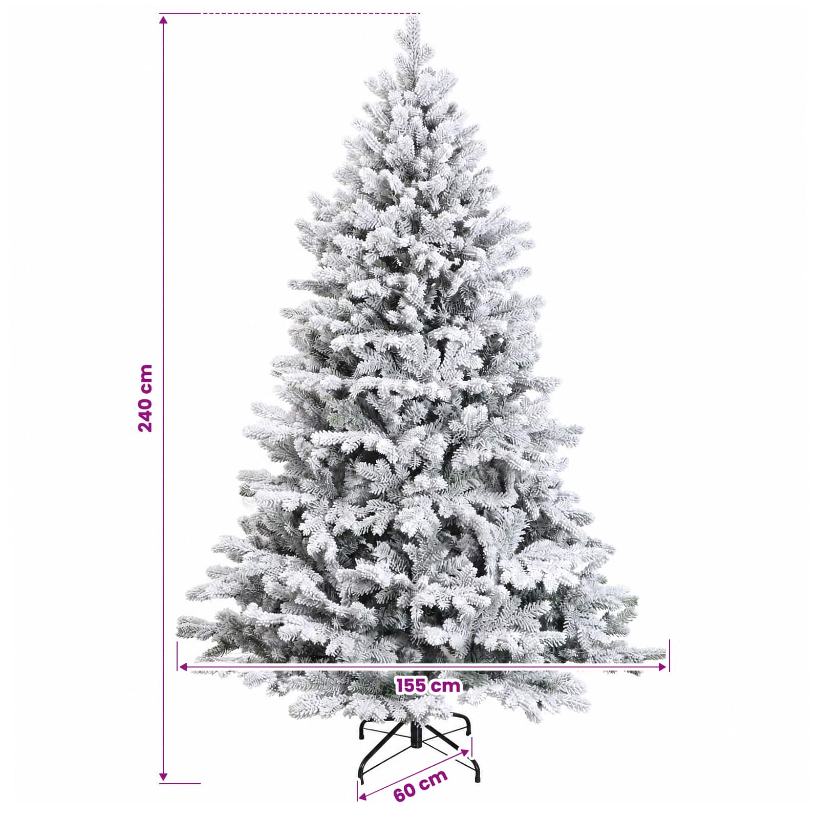 Umjetno božično drevo z okrasnimi kroglami 240 cm 300 LED