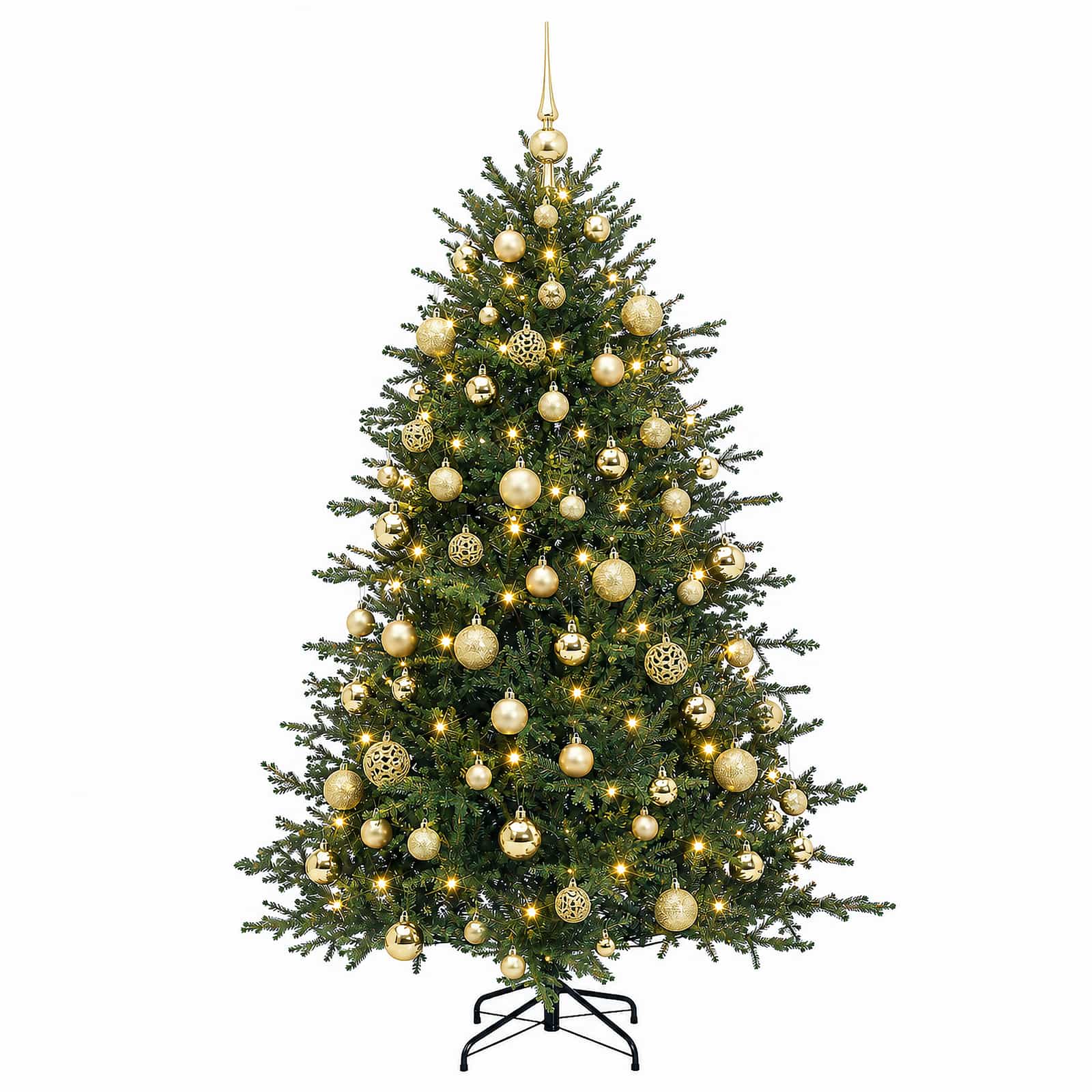 Umetna božična jelka z bučko 180 cm 300 LED Toplo bela